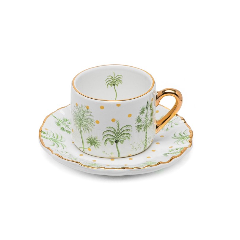 Jogo de 06 Xicaras Cafe c Pires Petir Poa Tropicale Ceramica 100m Verde1