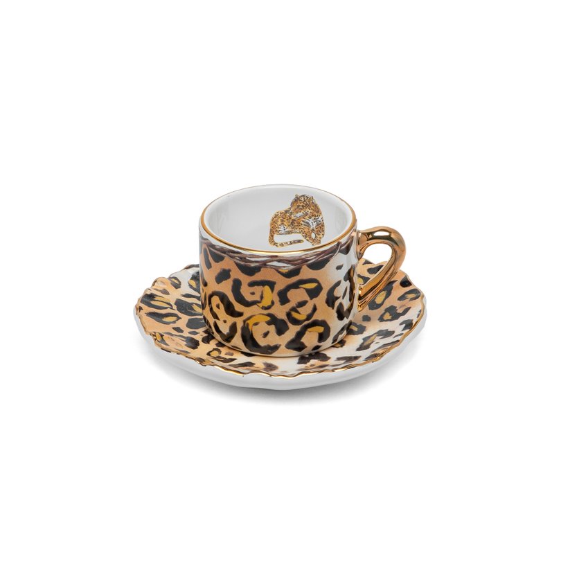 06 jogo de 06 xicaras cafe c pires rosetas jaguar dure ceramica 100ml