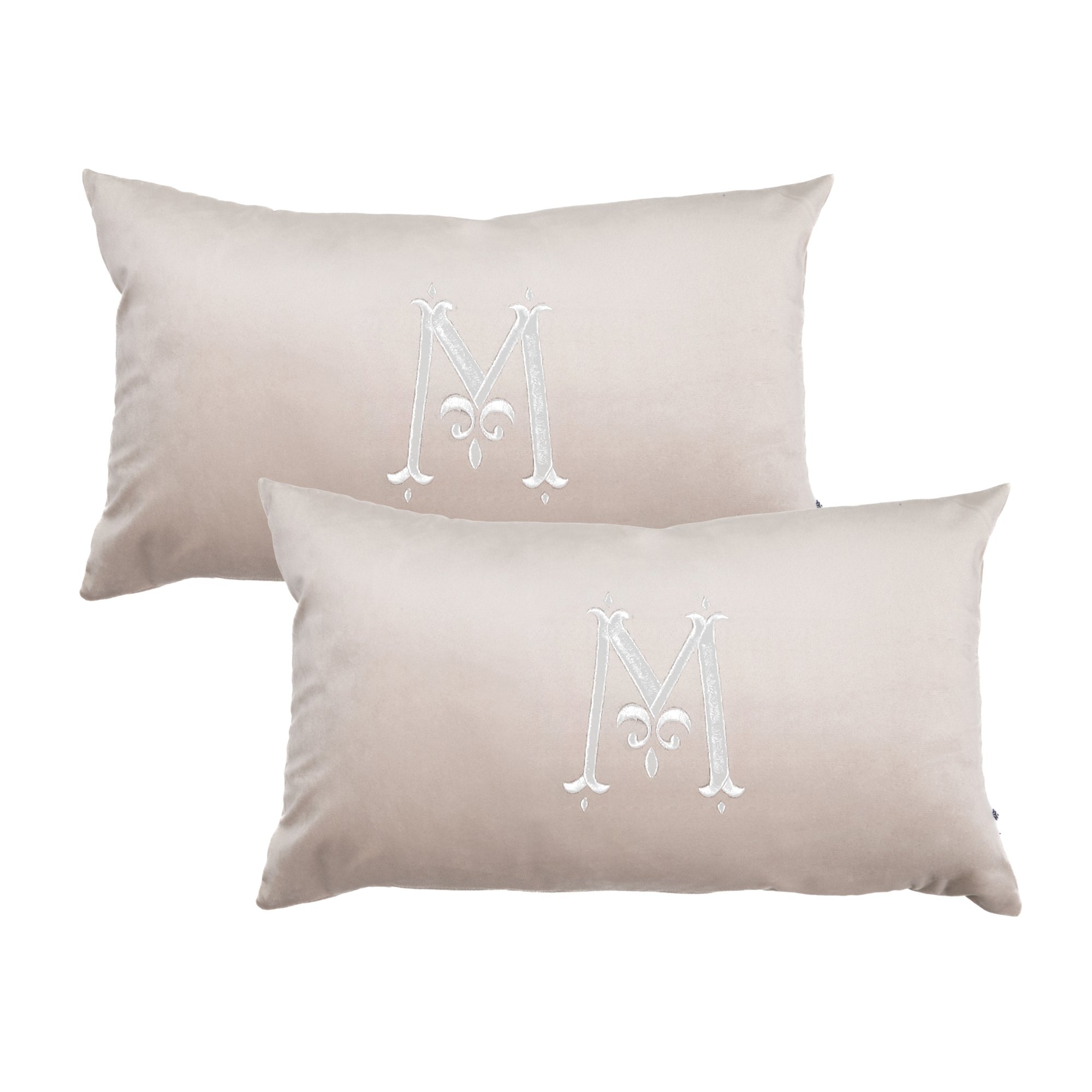 jogo almofadas monograma delicata bordado florence marfim branco sottile casa still