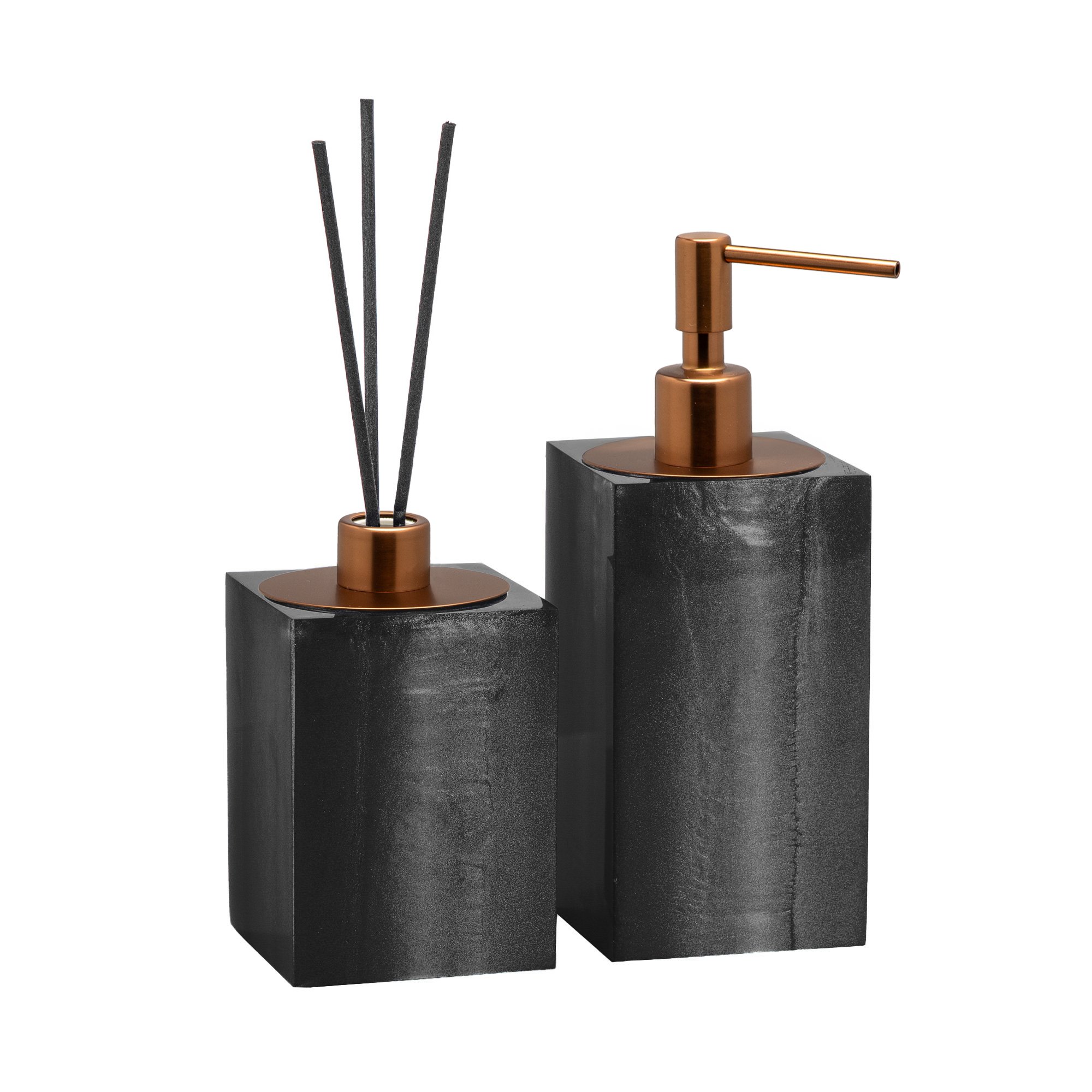 conjunto banheiro duo quadrado resina chumbo red gold matte still sottile casa