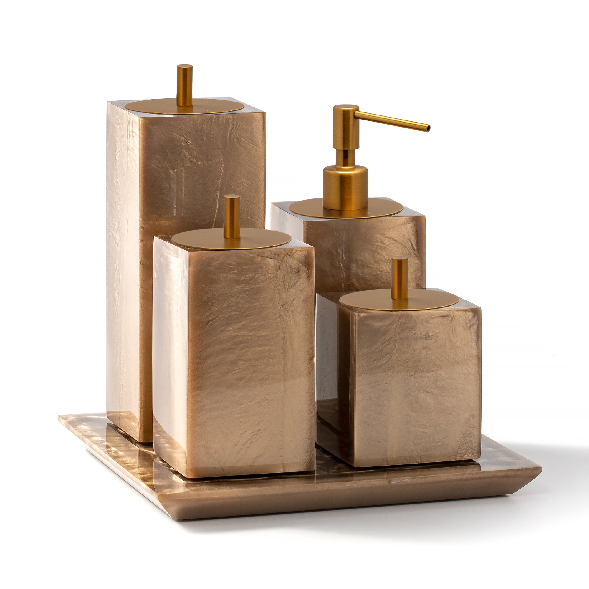 kit banheiro 4 pc resina champagne ouro escovado sottile casa