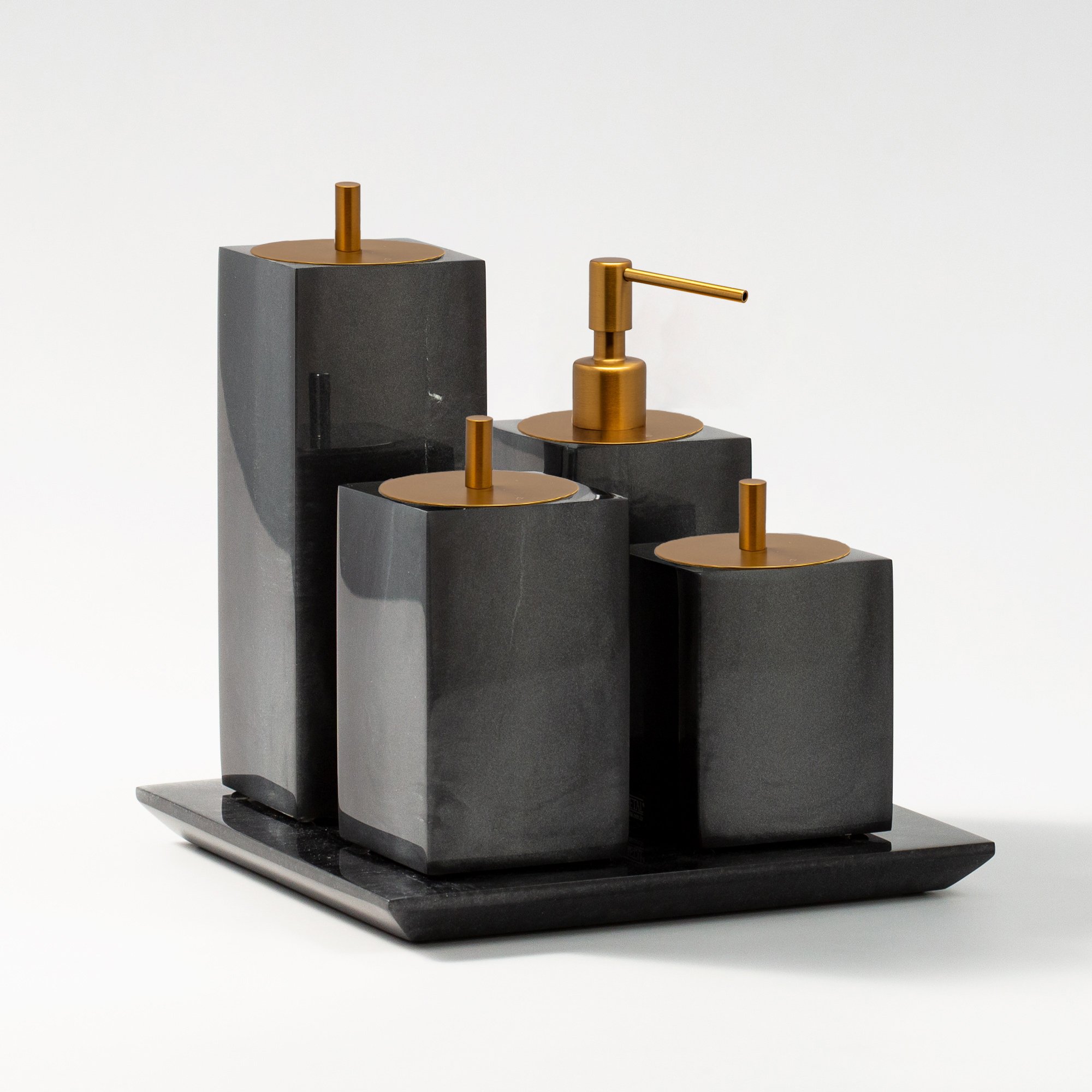 kit banheiro 4 pc resina chumbo ouro escovado sottile casa