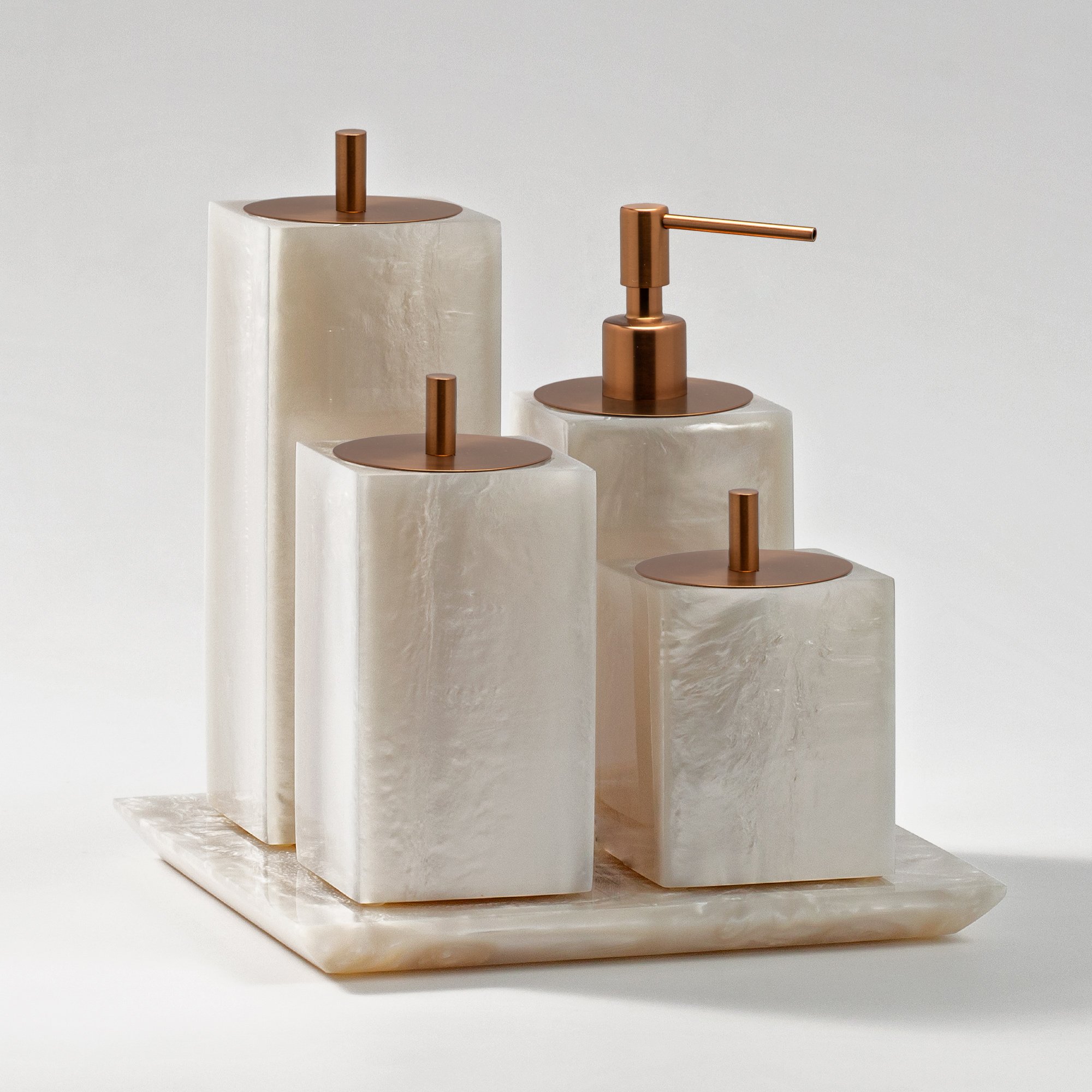 kit banheiro 4 pc resina madreperola red gold matte sottile casa