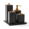 kit banheiro 4 pc resina preto fosco ouro escovado sottile casa