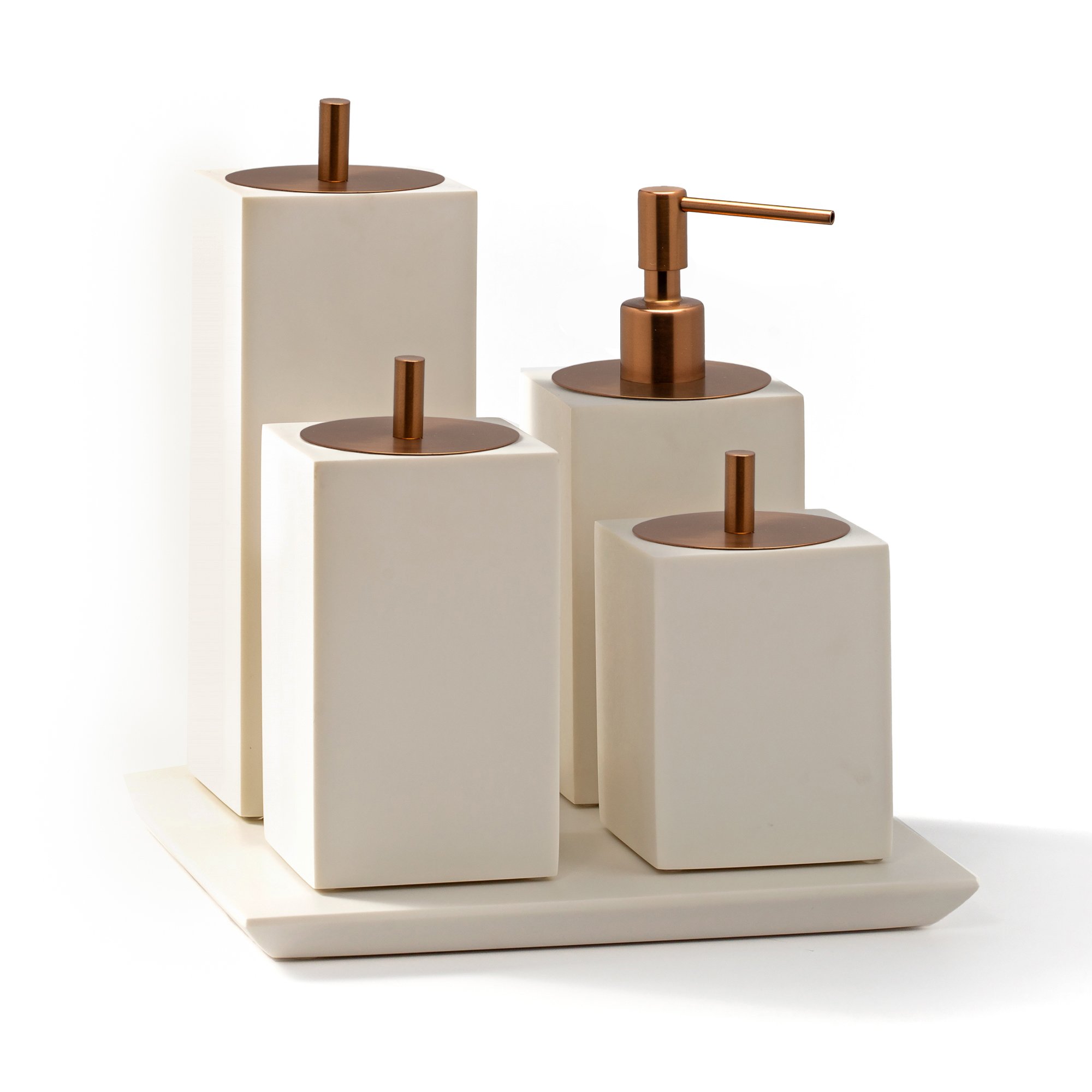 kit banheiro 4 pc resina off white red gold matte sottile casa