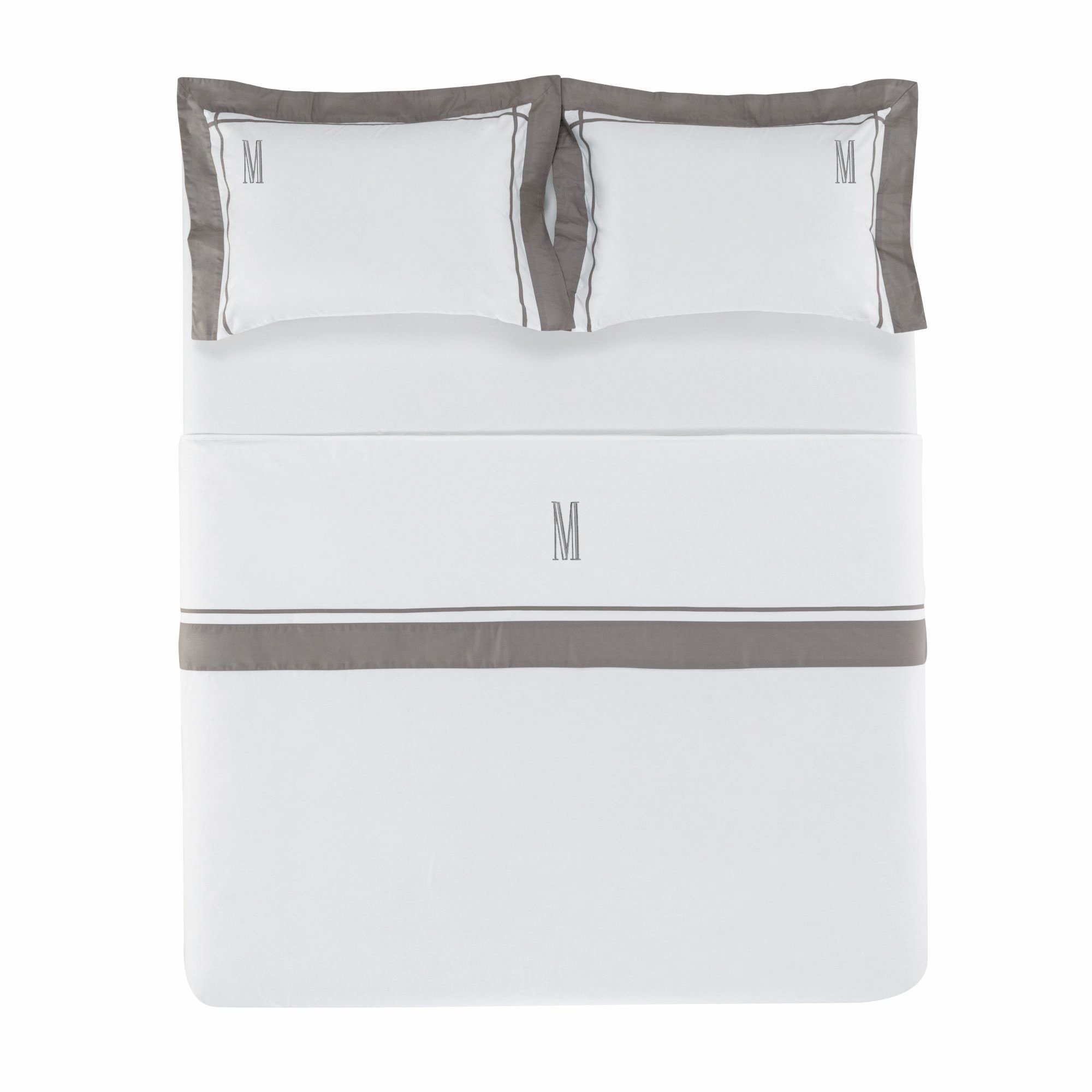 Jogo de Cama Trussardi 200 Fios1 Cetim Pazzi Branco e Metallo Still cima