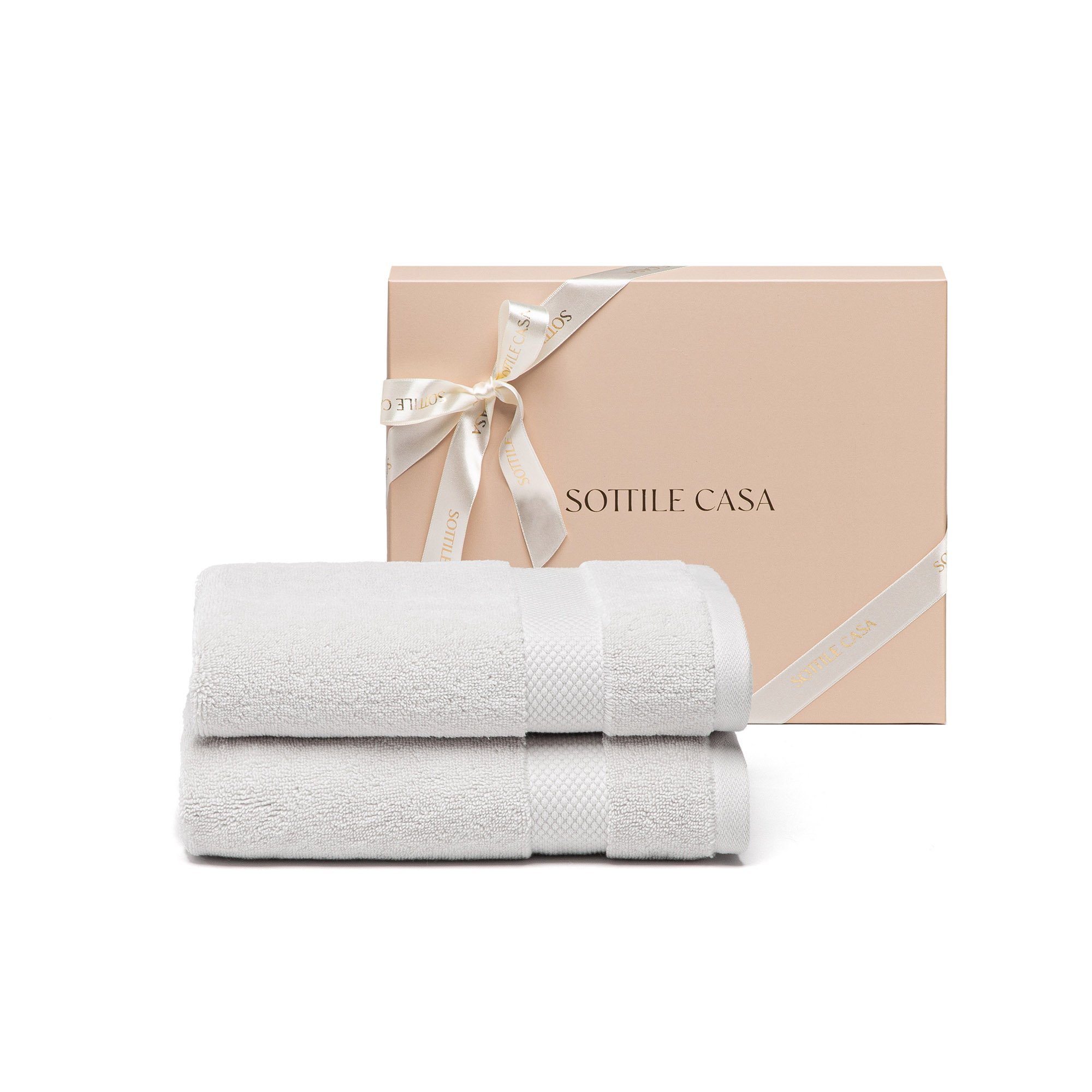 jogo 2 toalhas rosto literie allure branco com caixa presente sottile casa