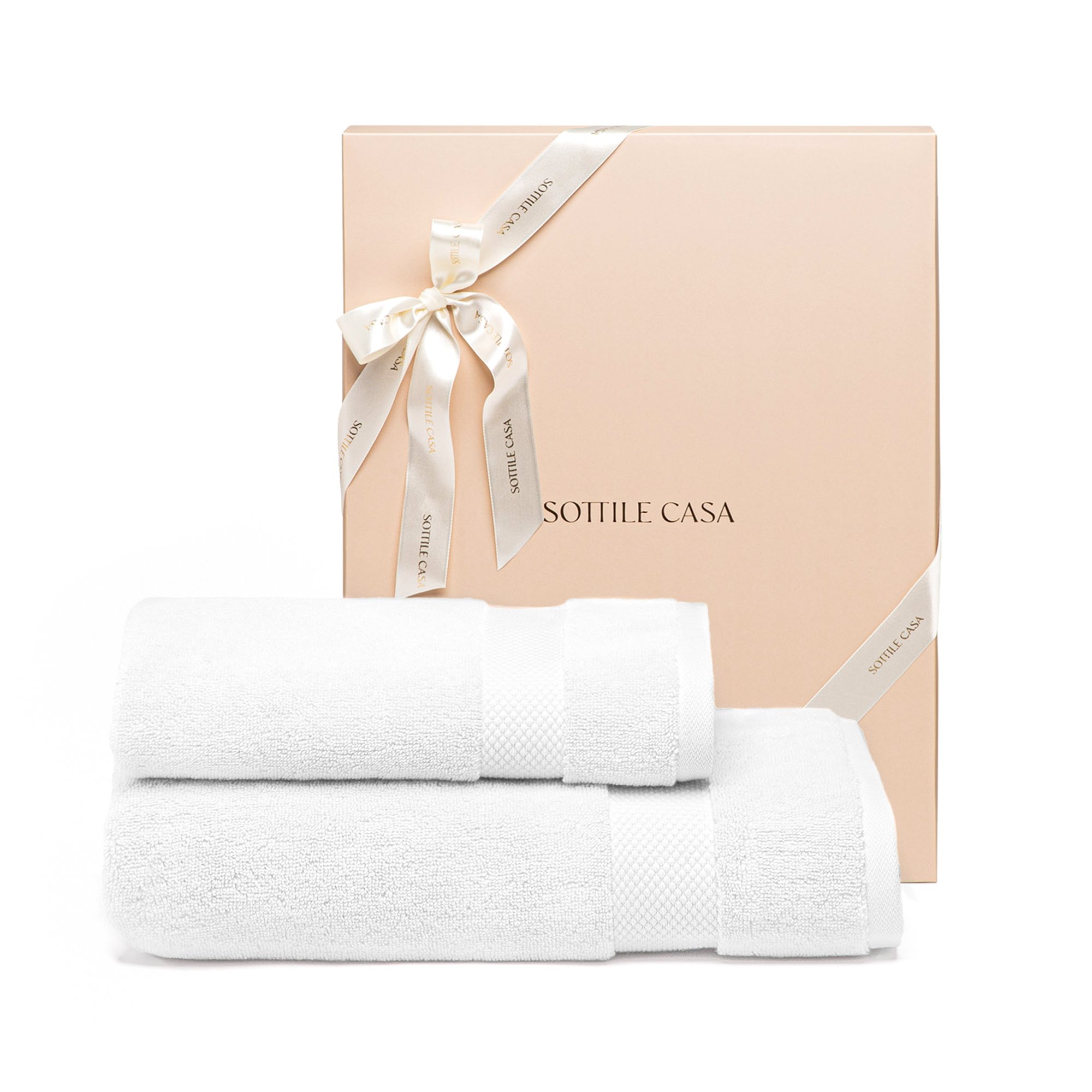 Jogo Toalha Banho Rosto Literie Allure Branco com Caixa Presente Sottile Casa1