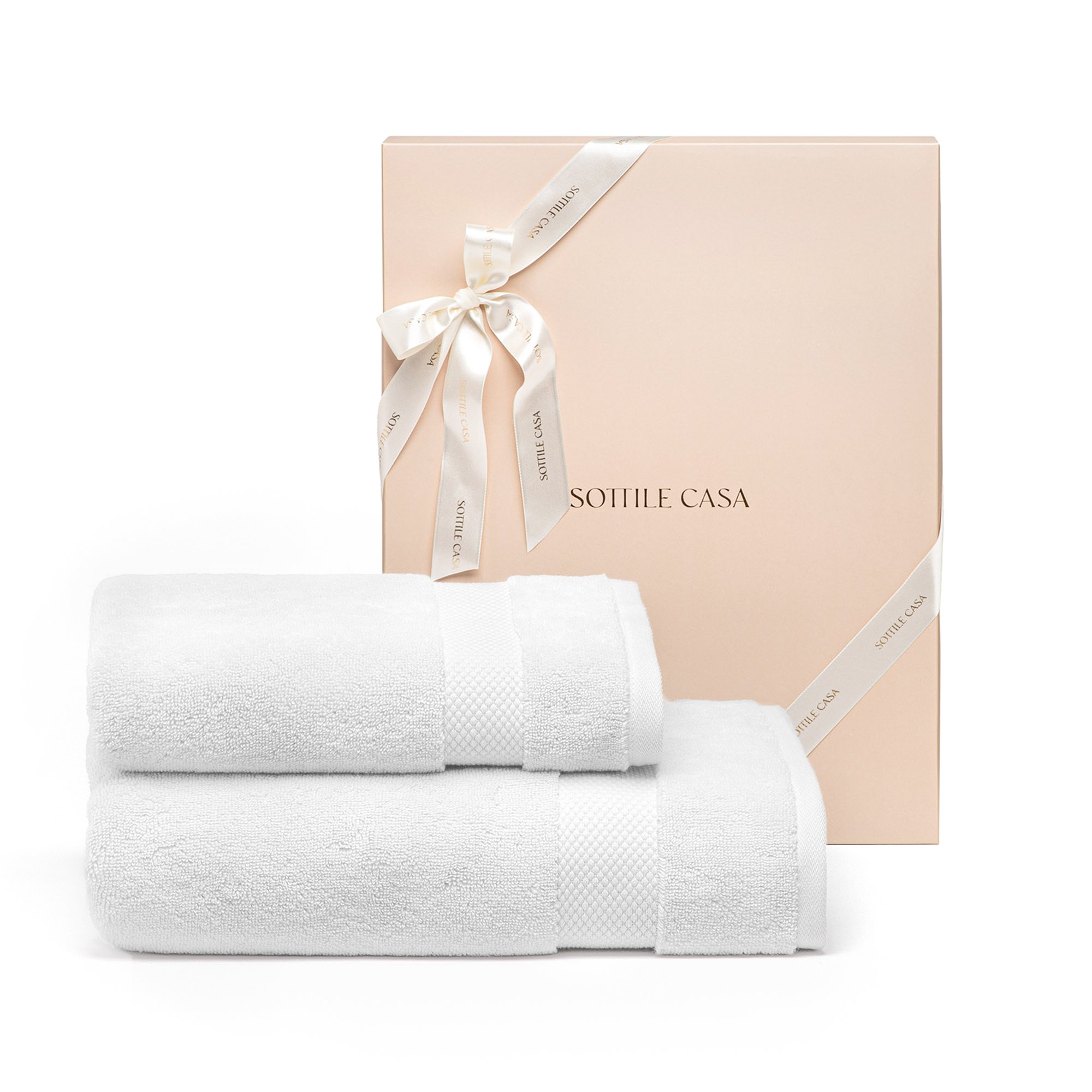 Jogo Toalha banhao rosto literie allure branco com caixa sottile casa13
