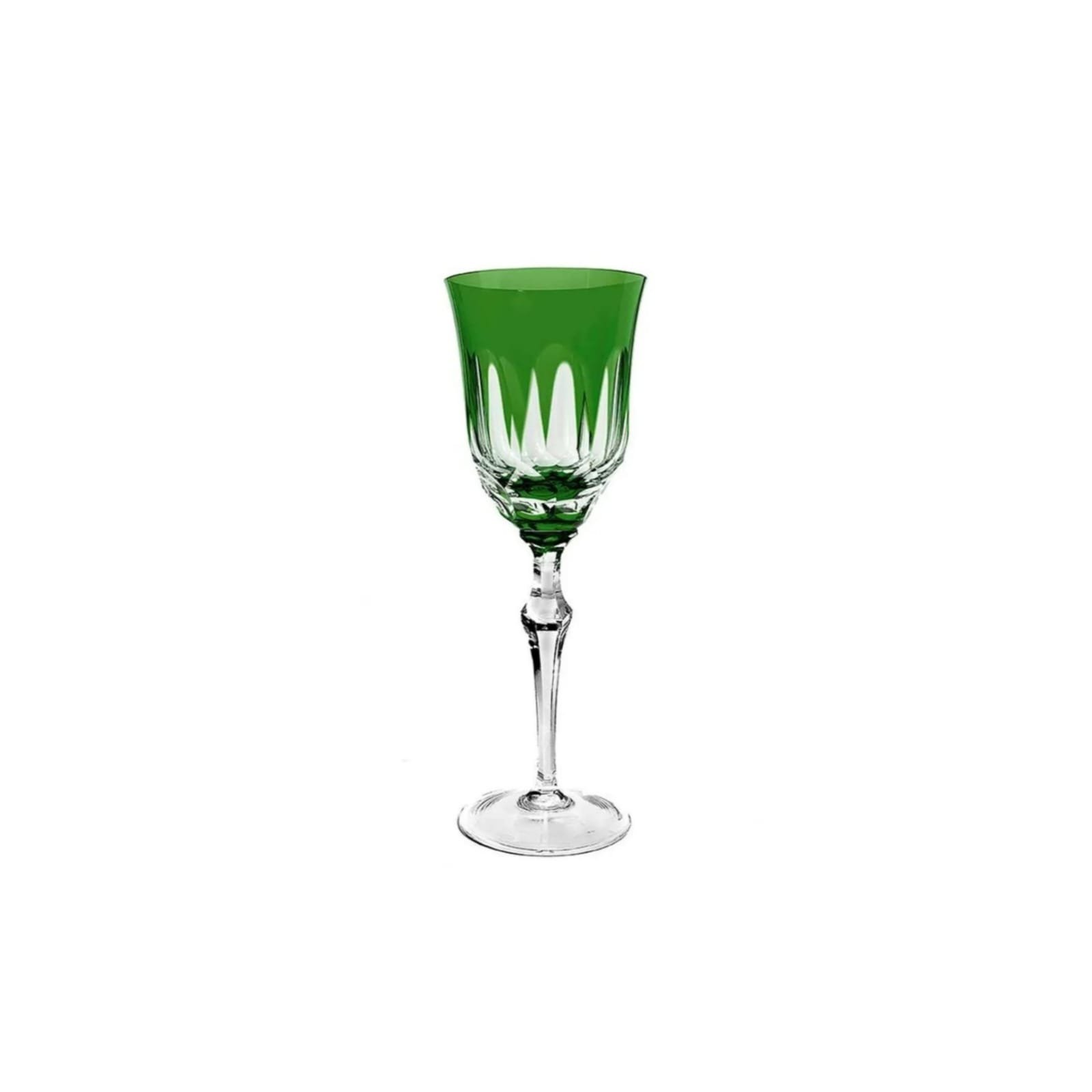 taca de cristal lapidado p licor 60ml verde escuro