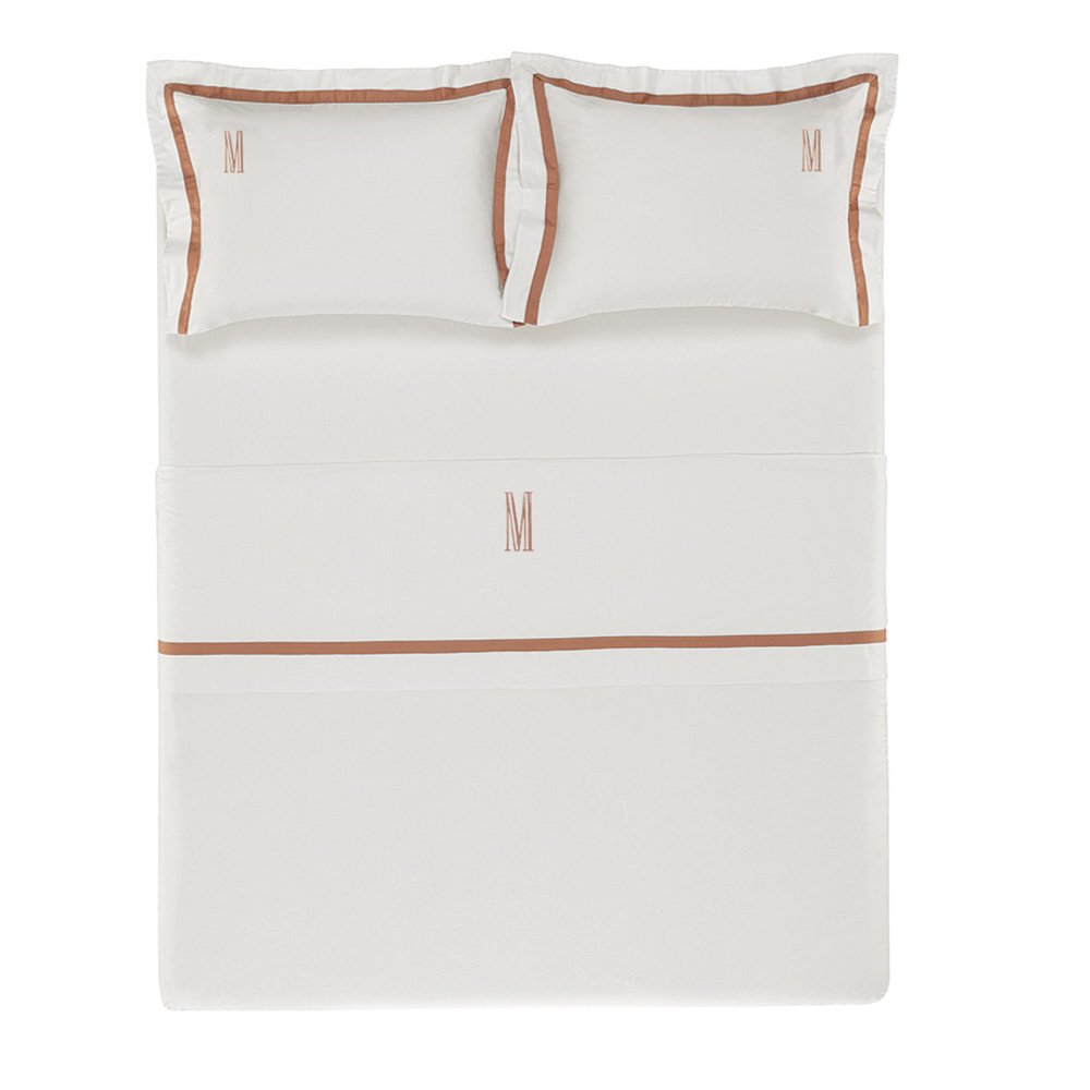 jogo de cama trussardi cetim 300 fios vercelli branco e solare cima