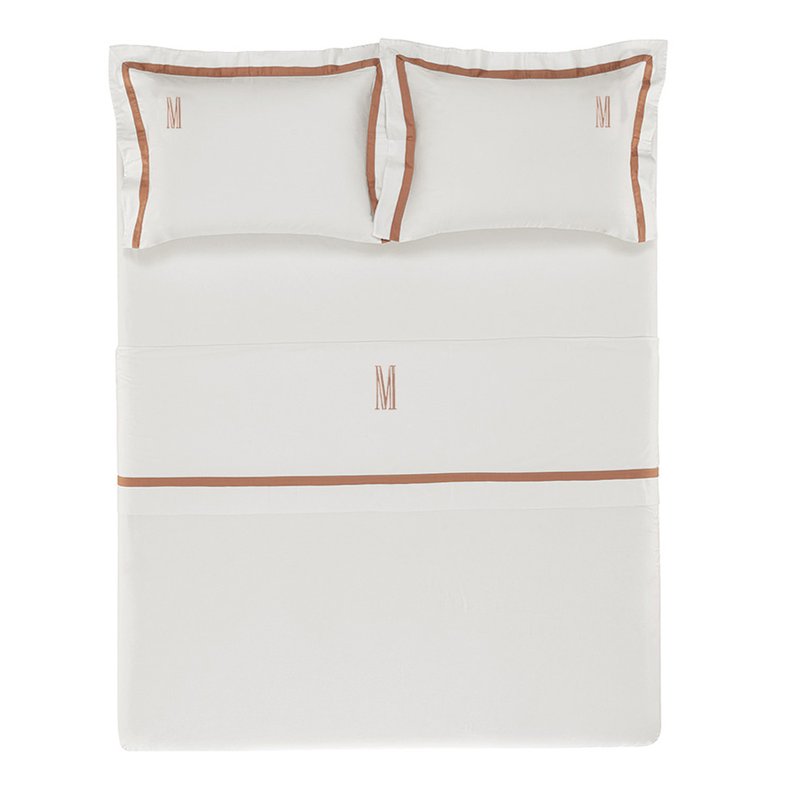 jogo de cama trussardi cetim 300 fios vercelli branco e solare cima