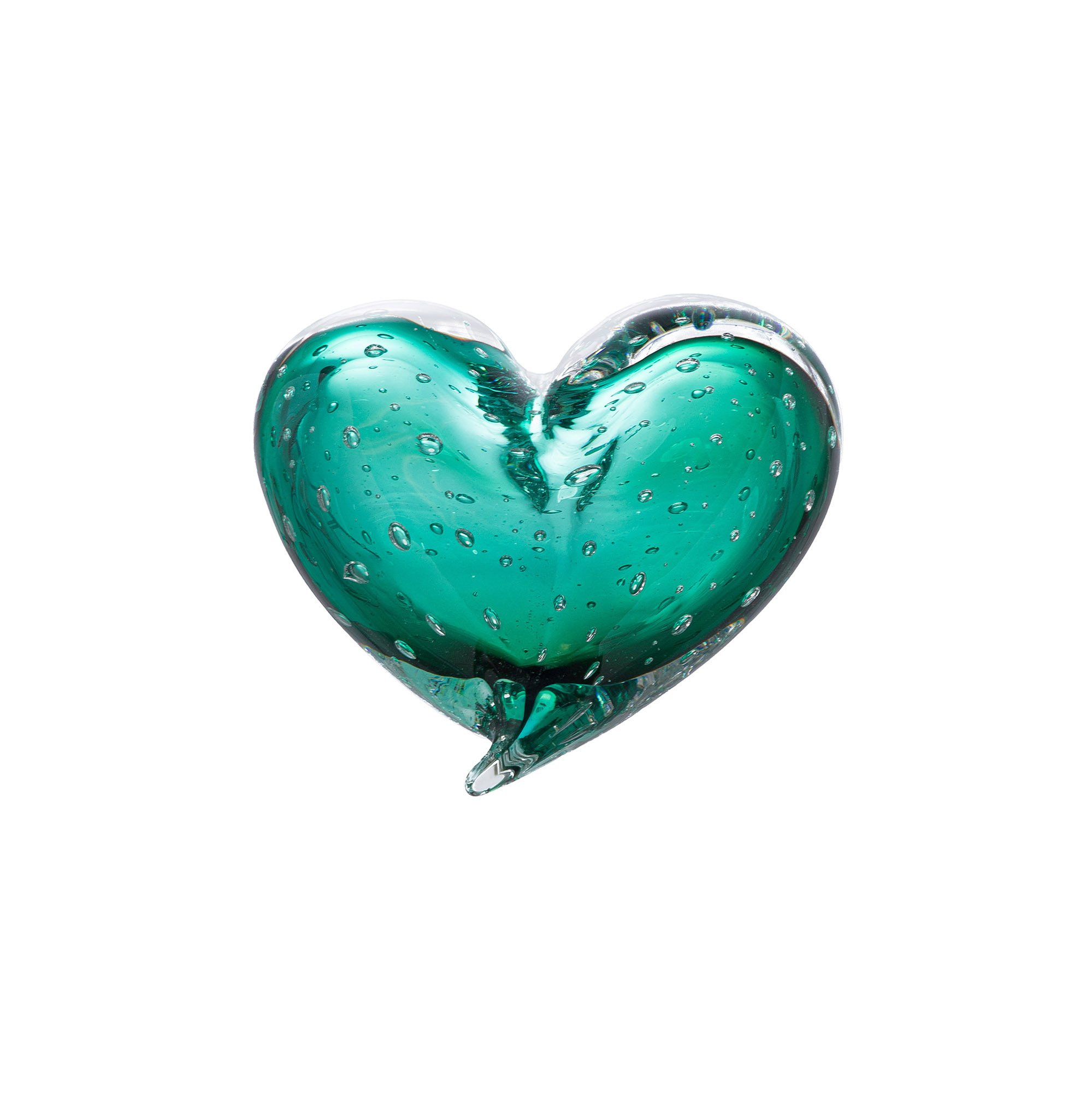 coracao decorativo murano verde folha