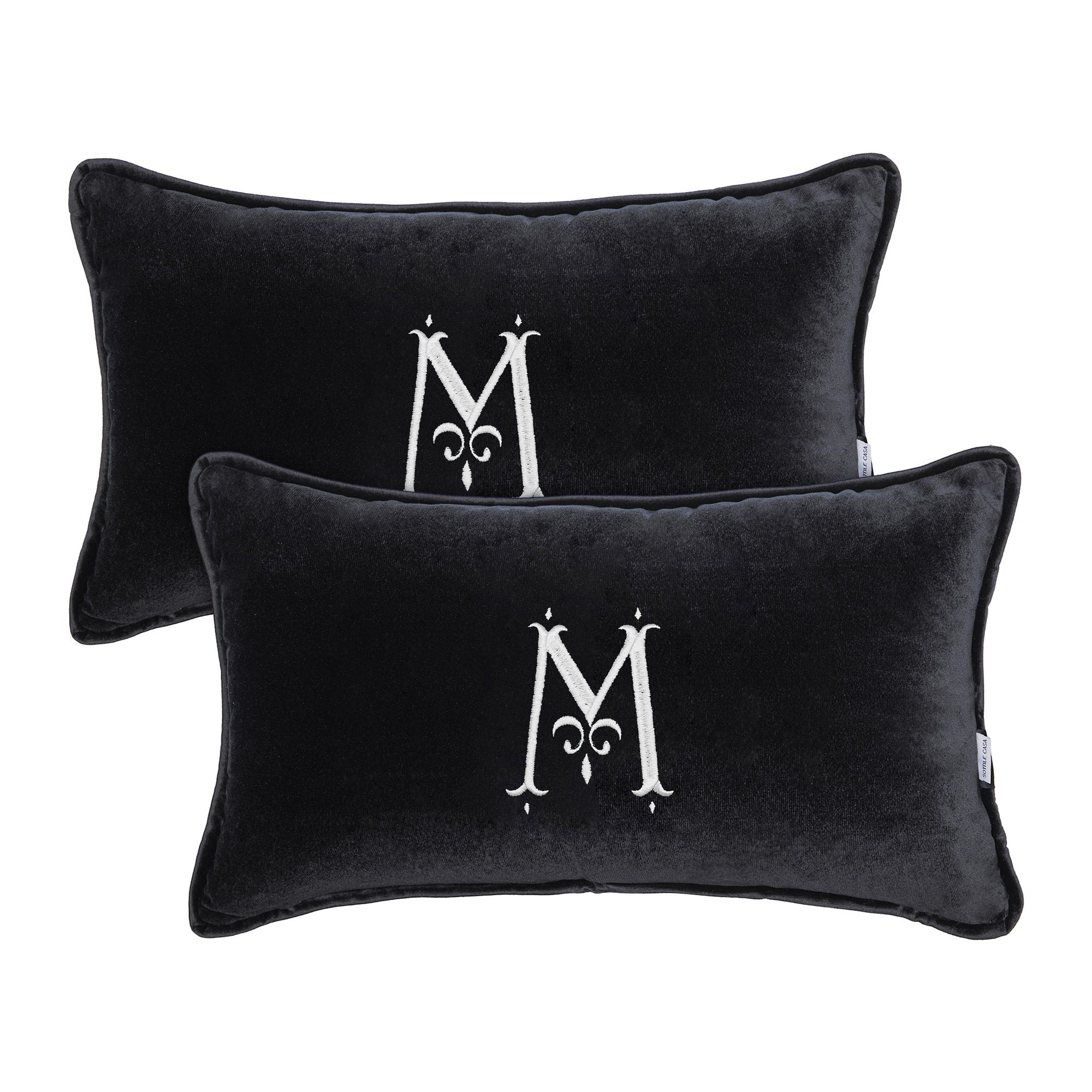 almofada monograma filetto preta duplo