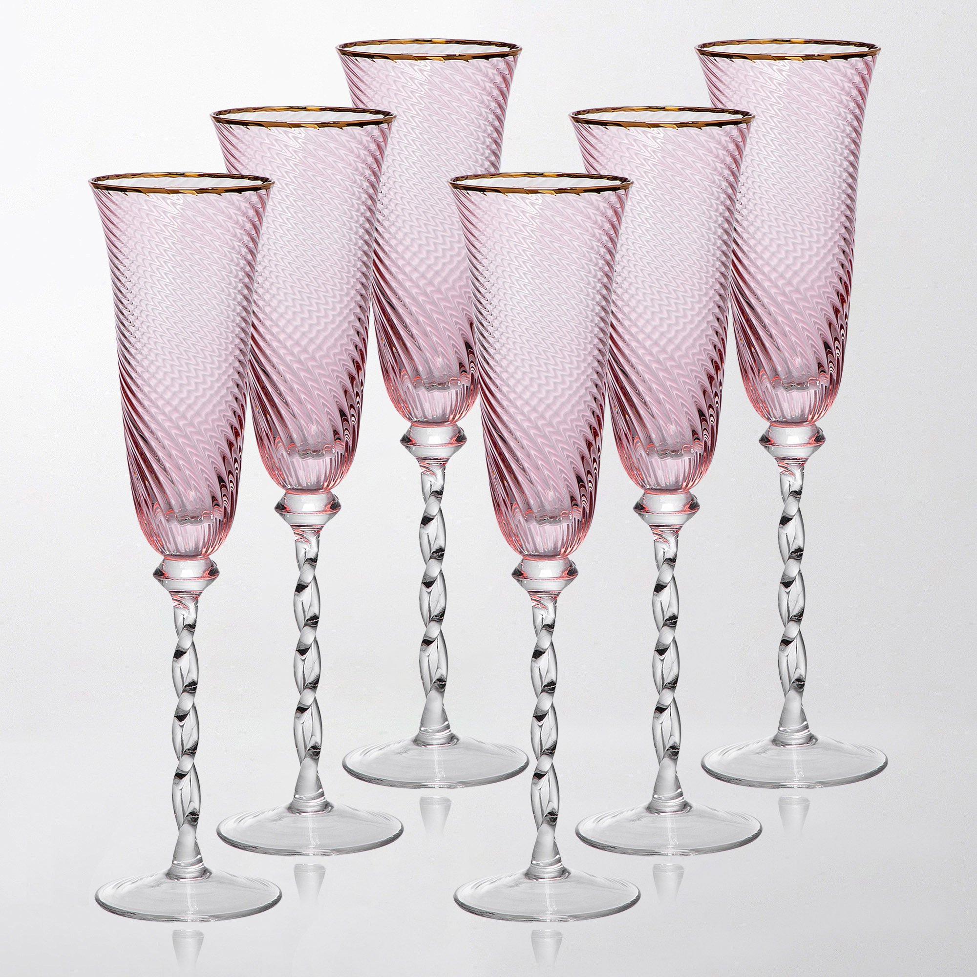 taca champagne luce rosa com seis