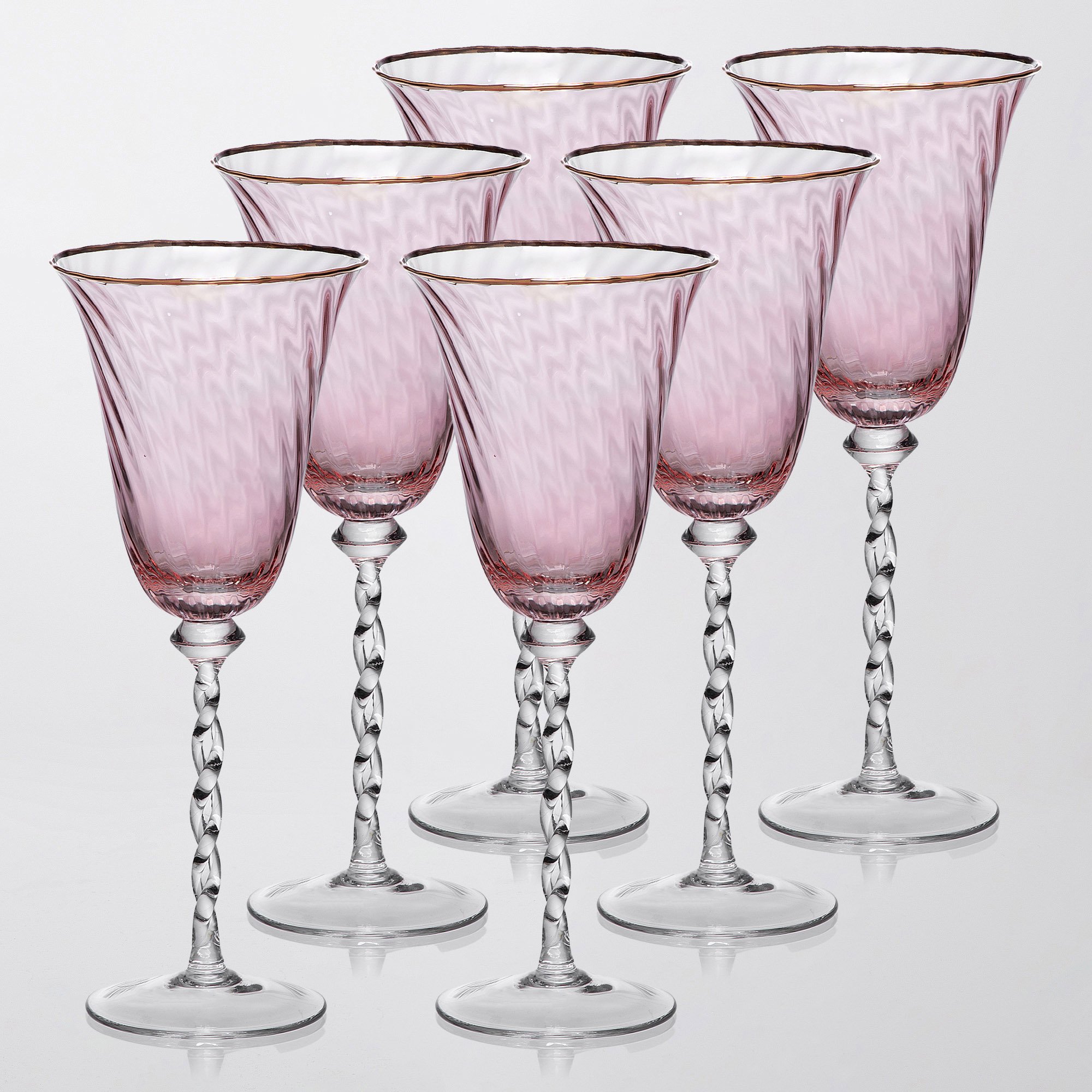 taca vinho tinto luce rosa com seis