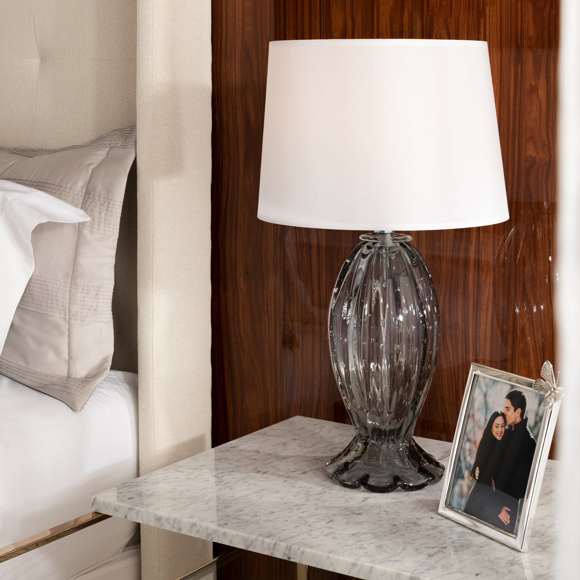 abajur murano gerbera cinza