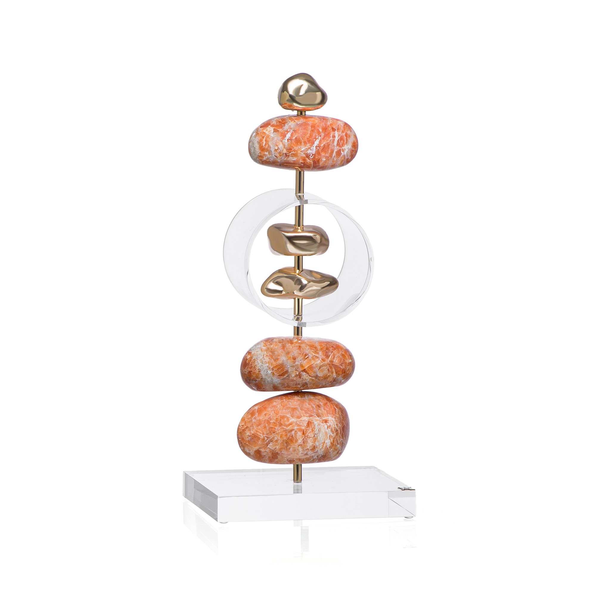 escultura pedra calcita laranja g