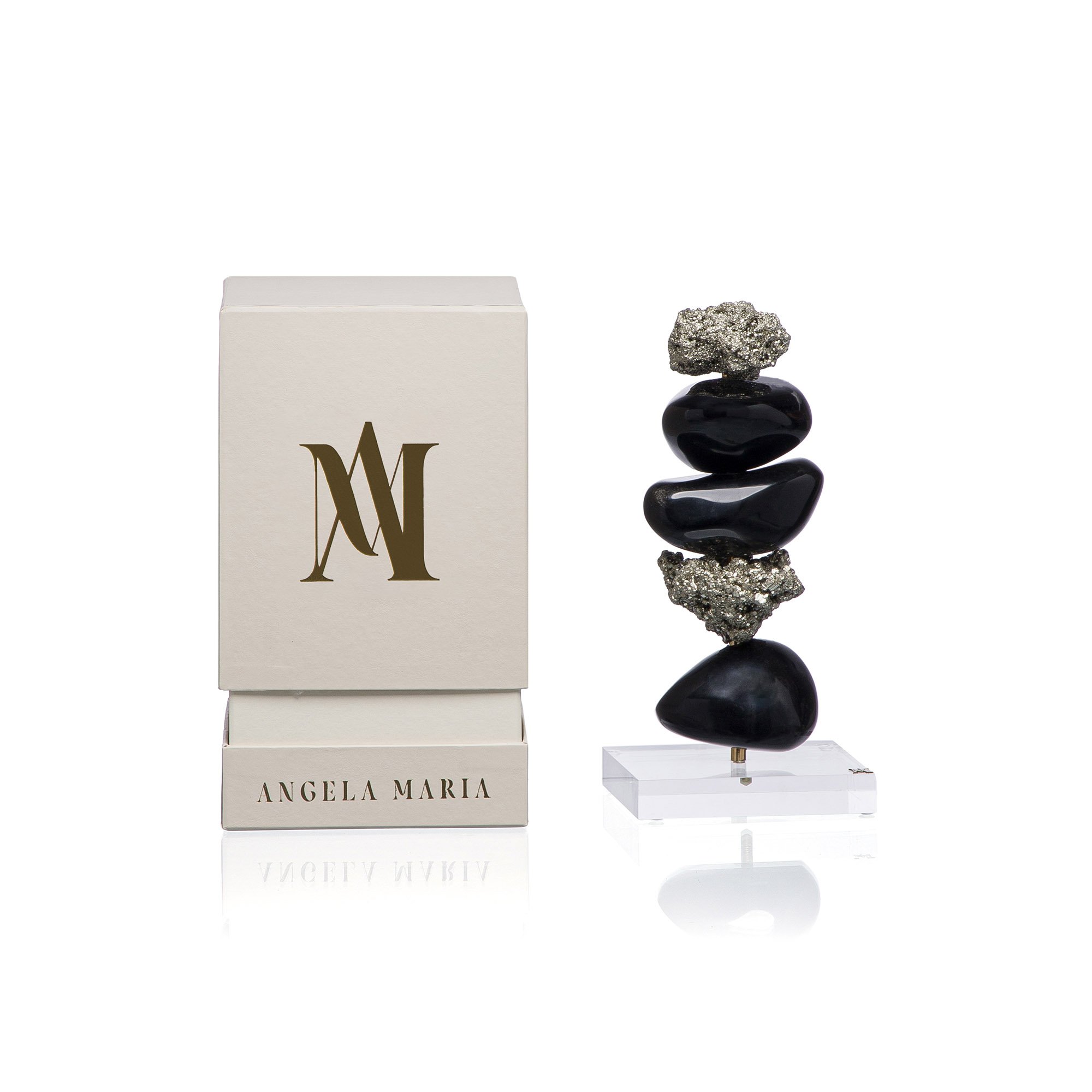 escultura pedra obsidiana g caixa