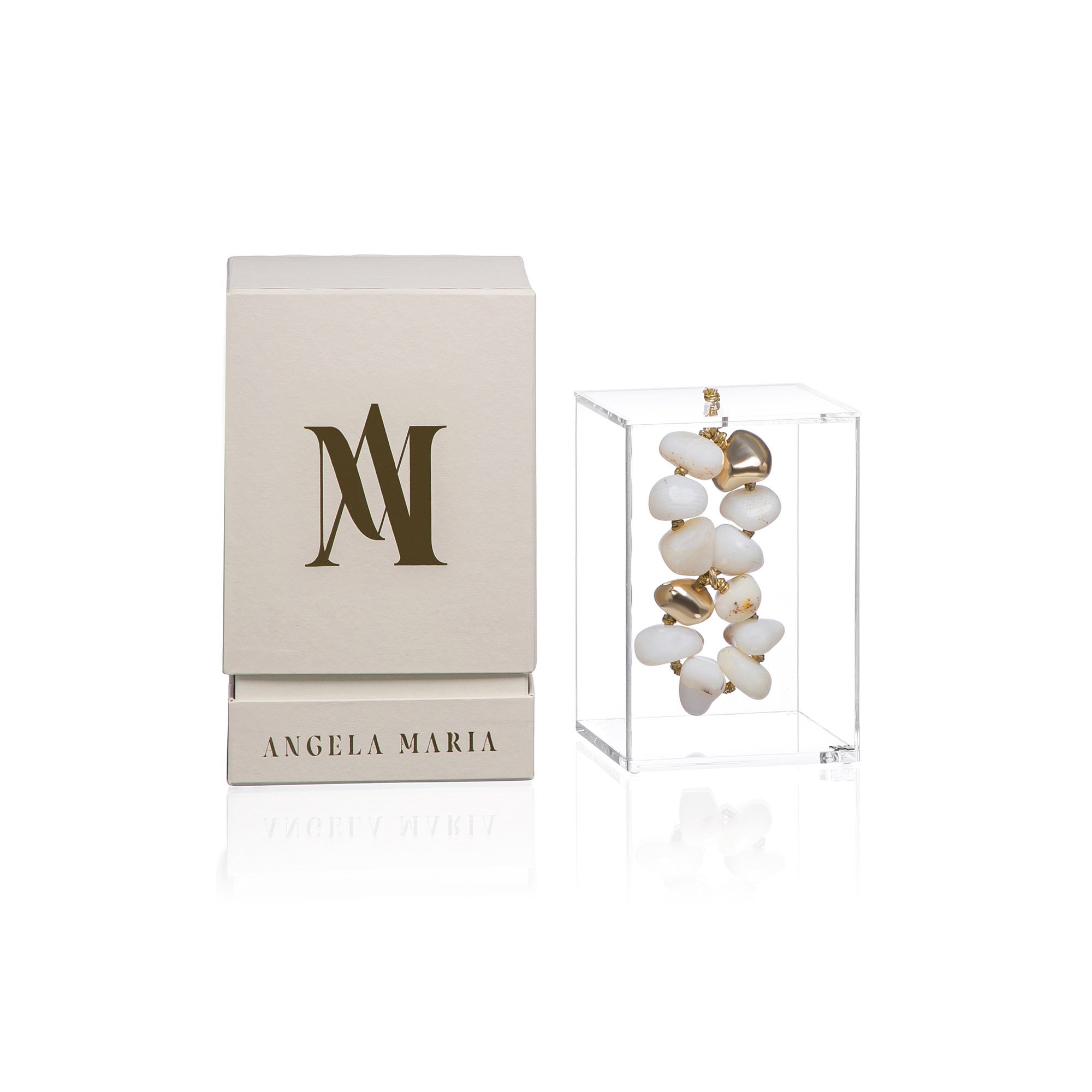 escultura pedra opala branca p caixa