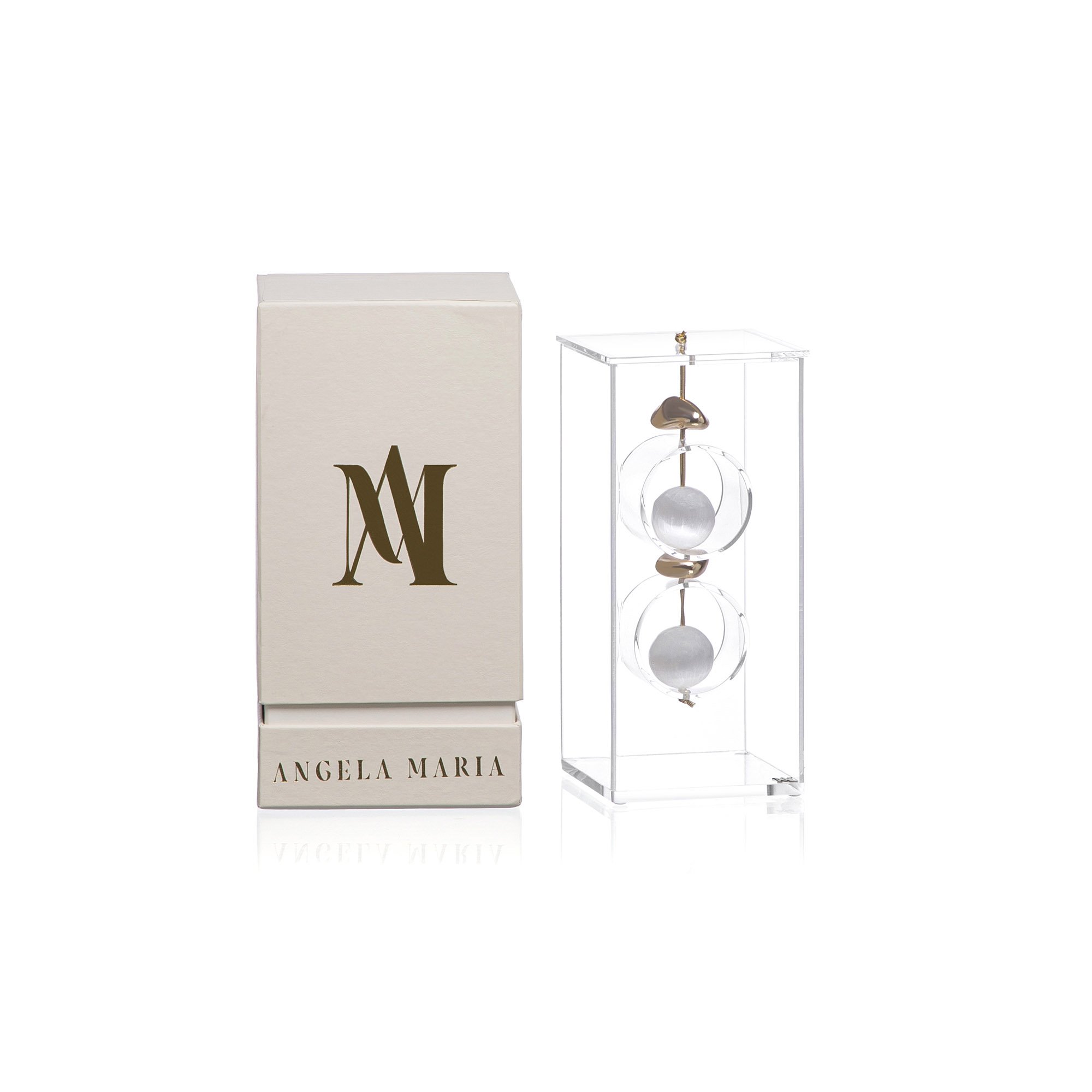 escultura pedra selenita esfera m caixa