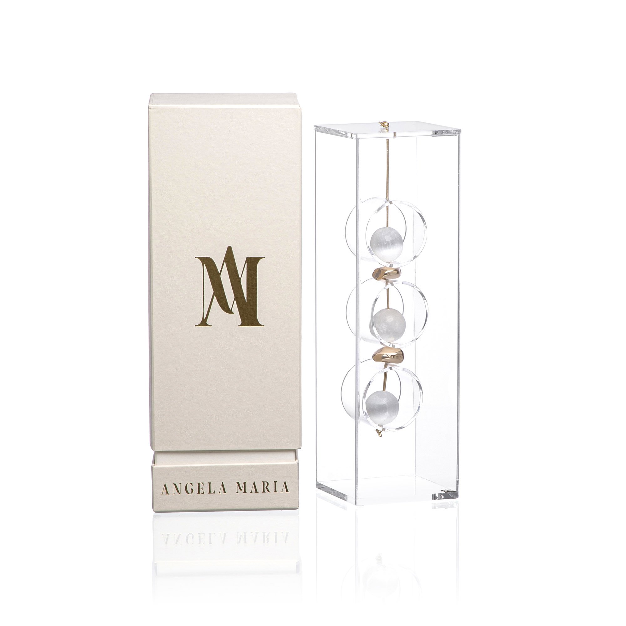 escultura pedra selenita g caixa