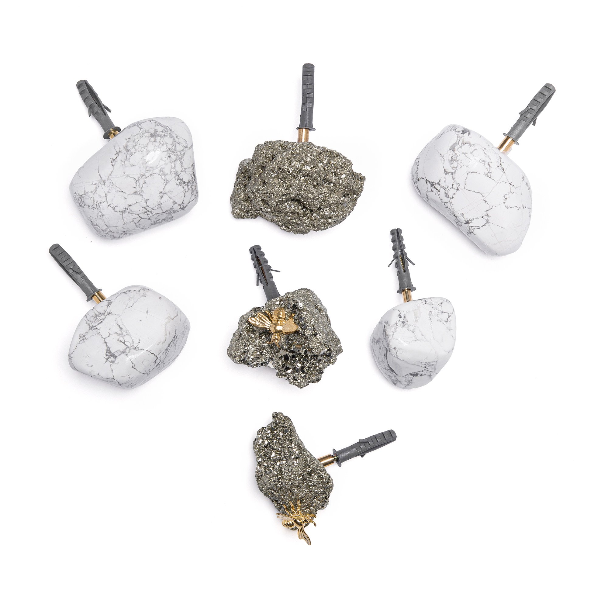 kit sete1 ganchos parede pirita howlita