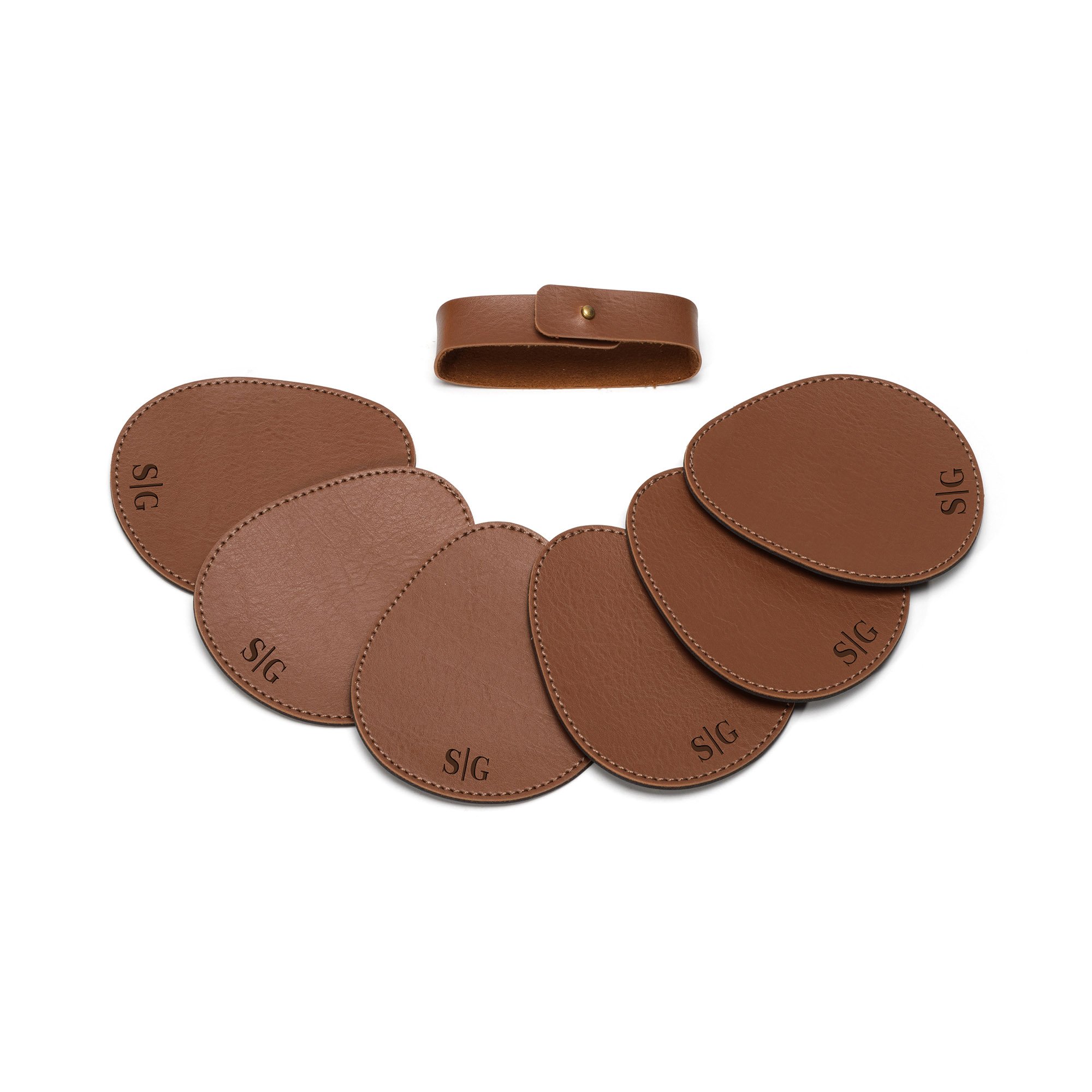 jogo 06 porta copos pop sottile casa couro pu havana