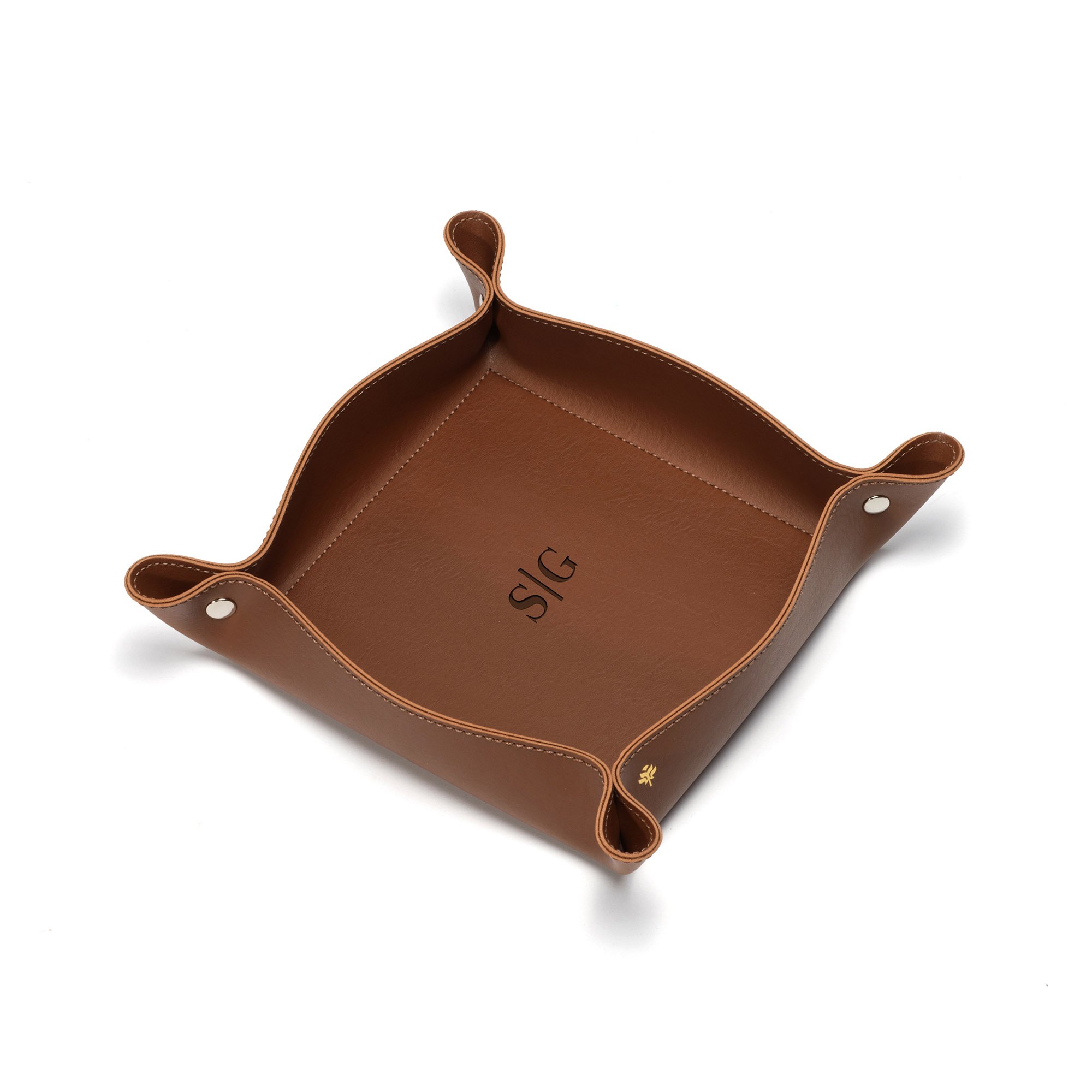 porta objetos mesa sottile casa couro pu havana