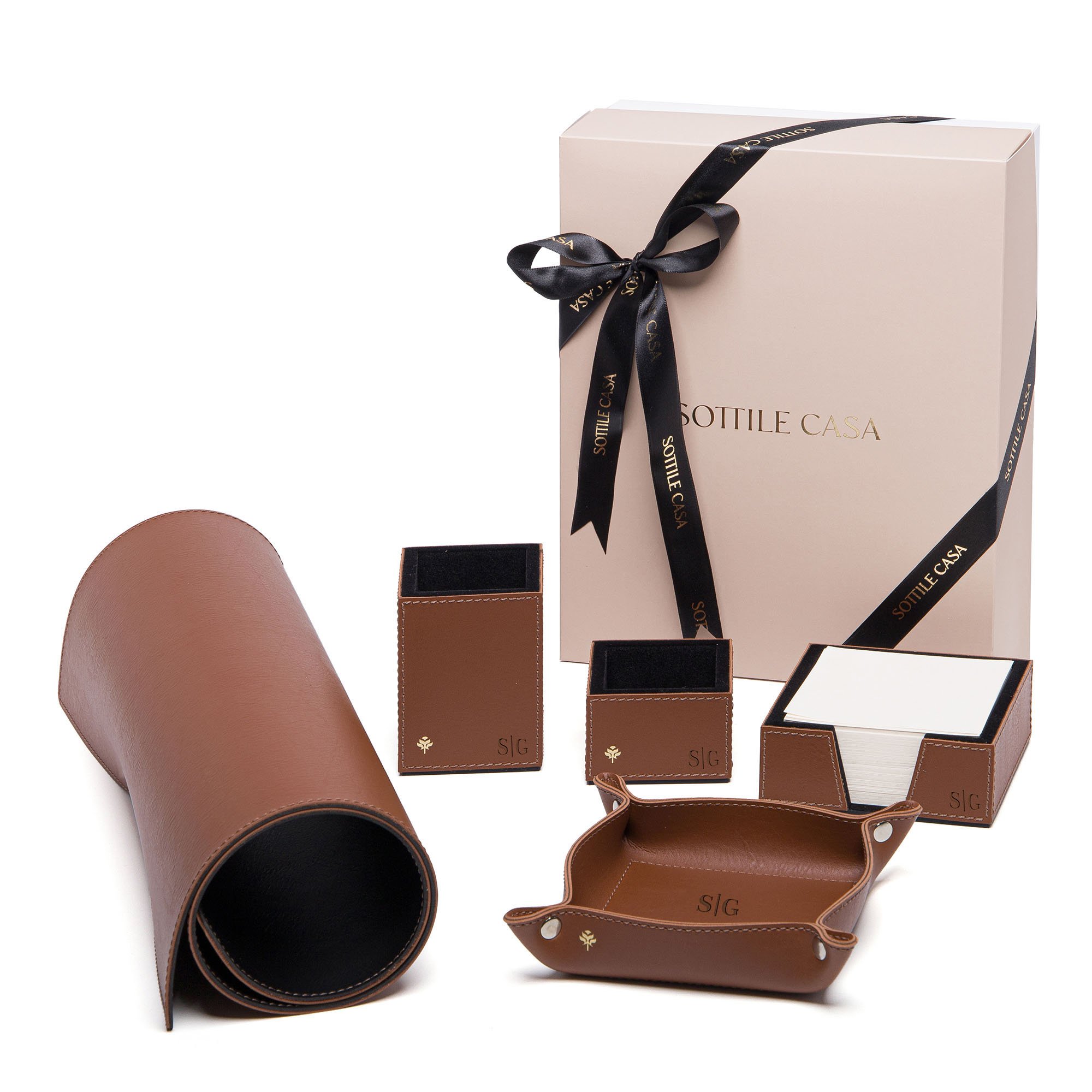 kit escritorio cinco pecas pu havana personalizado