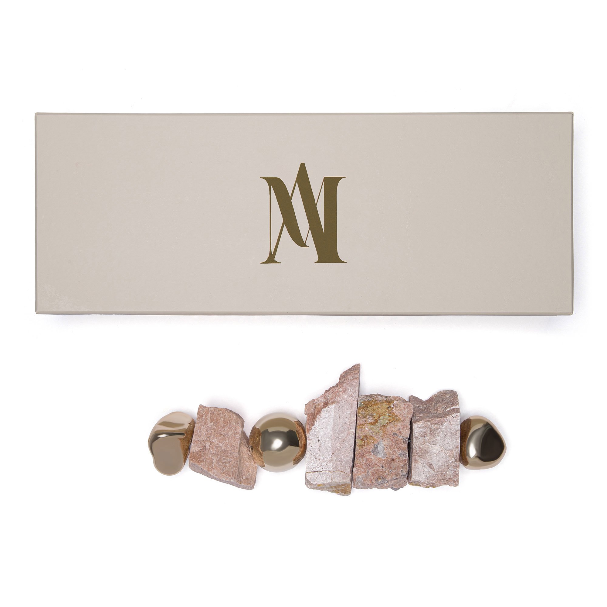 colar de mesa feldspato com dourado caixa