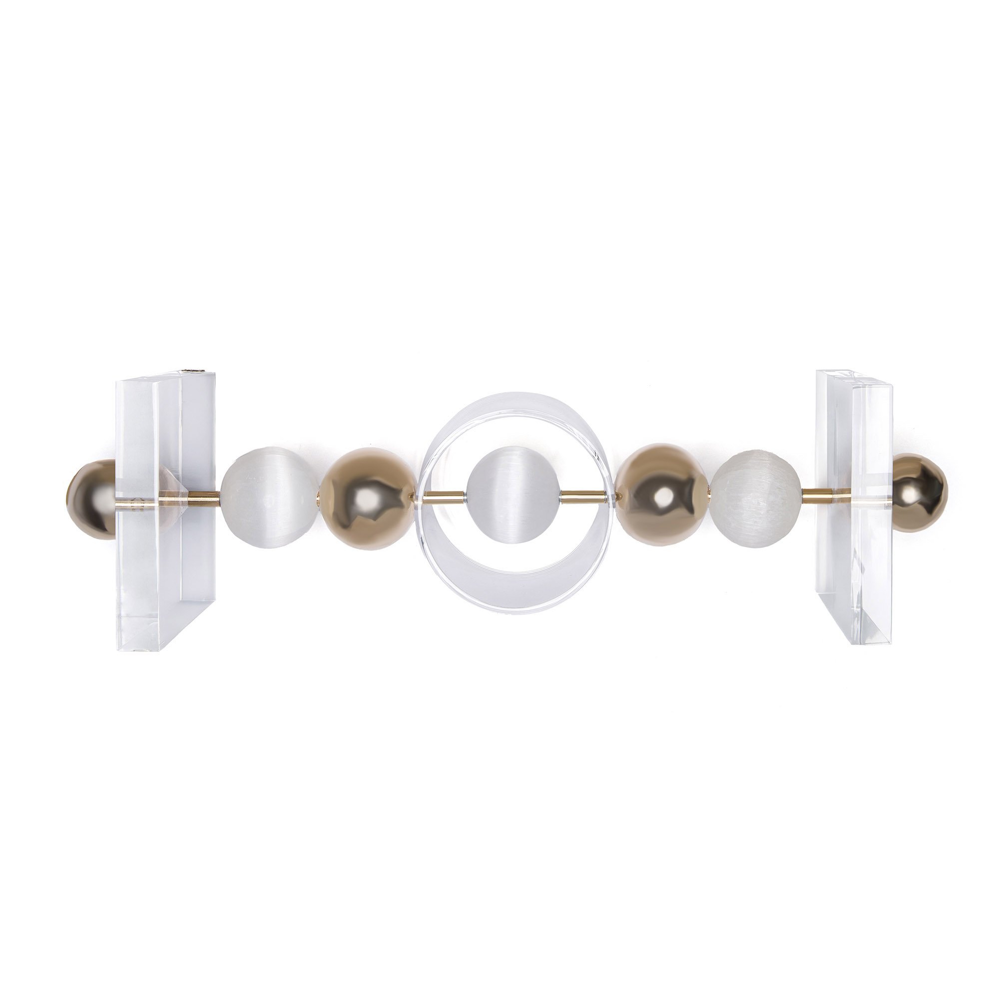 escultura pedra selenita esfera bases acrilico