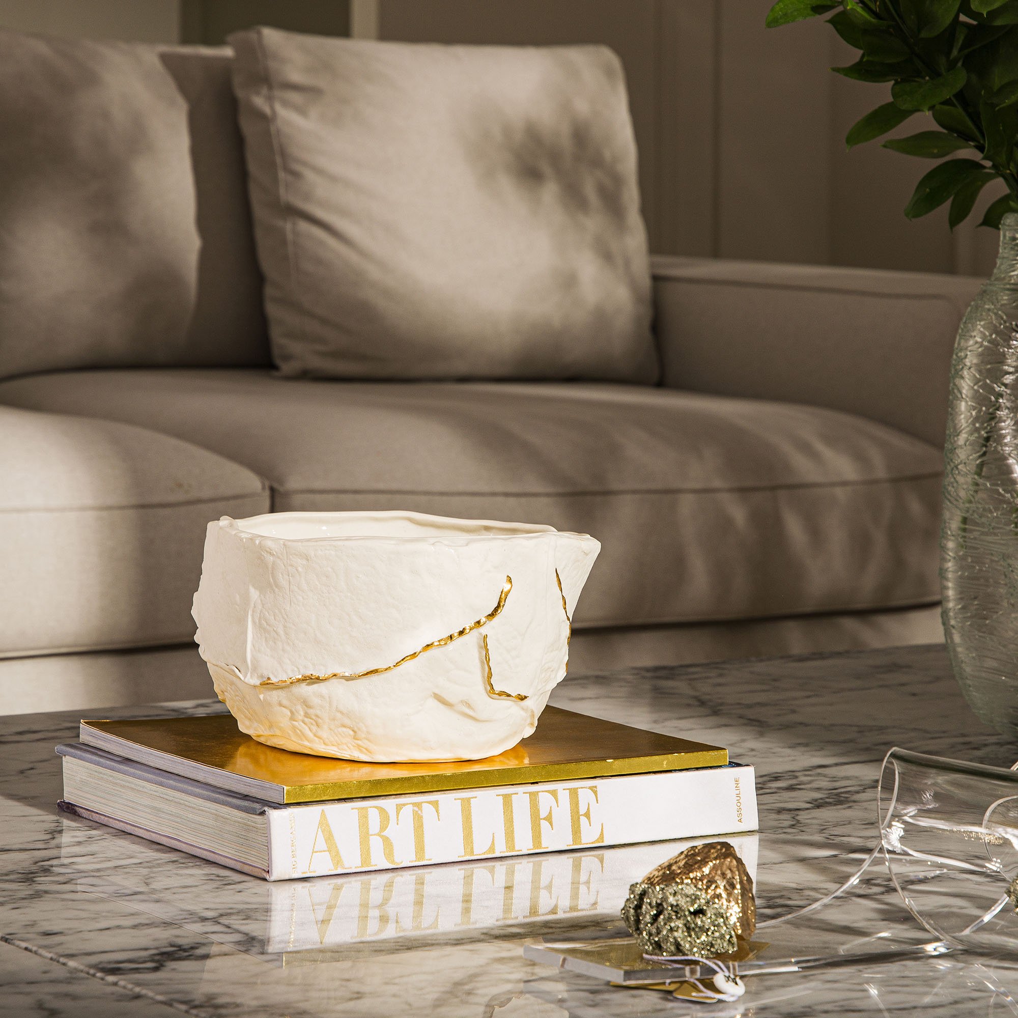 cachepot texturas porcela gold lemotif