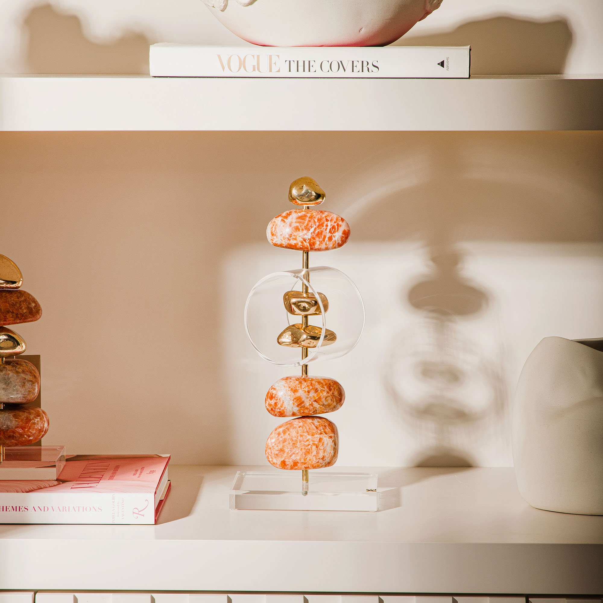 escultura calcita laranja g 1337