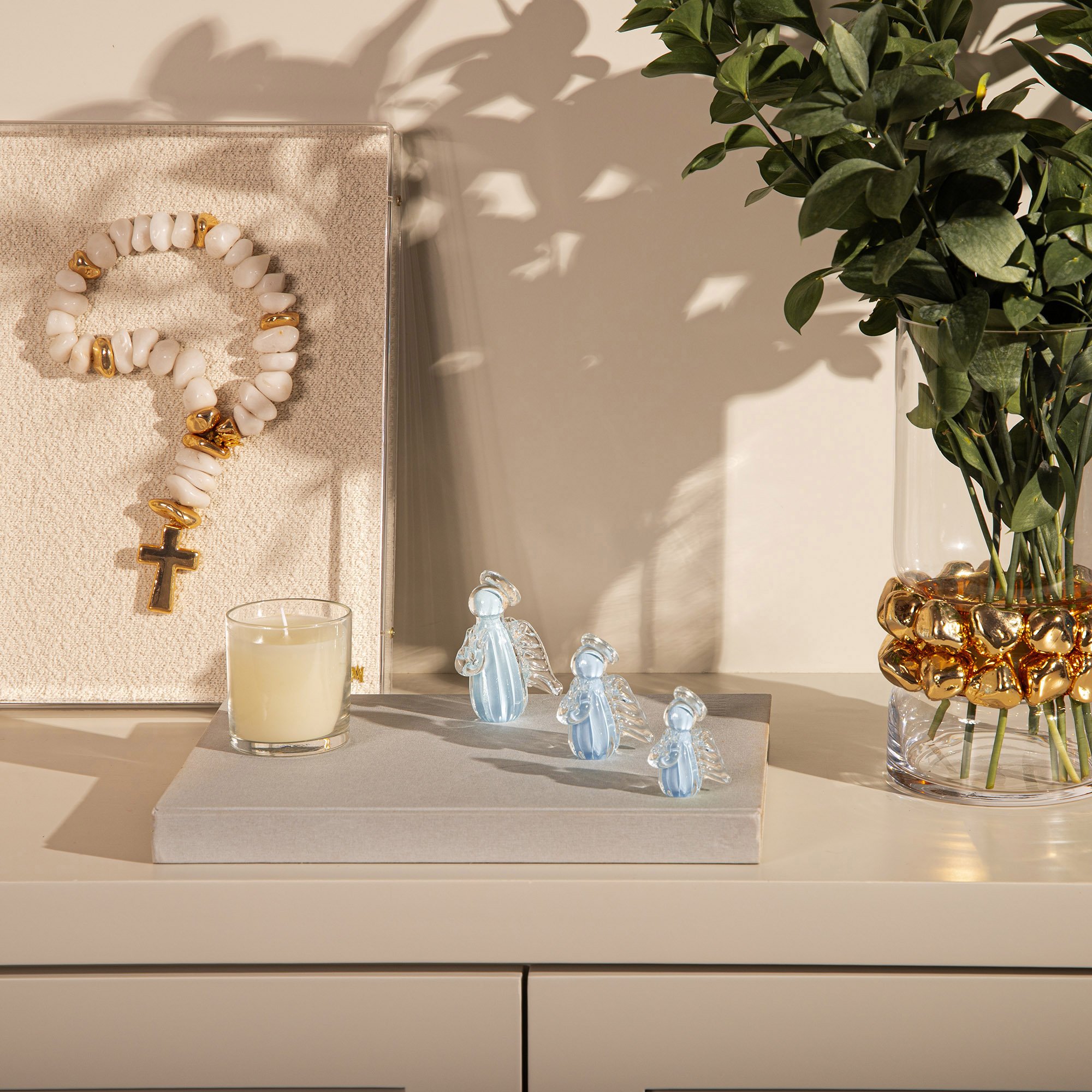 mini anjo uriel cristal murano azul sottile casa