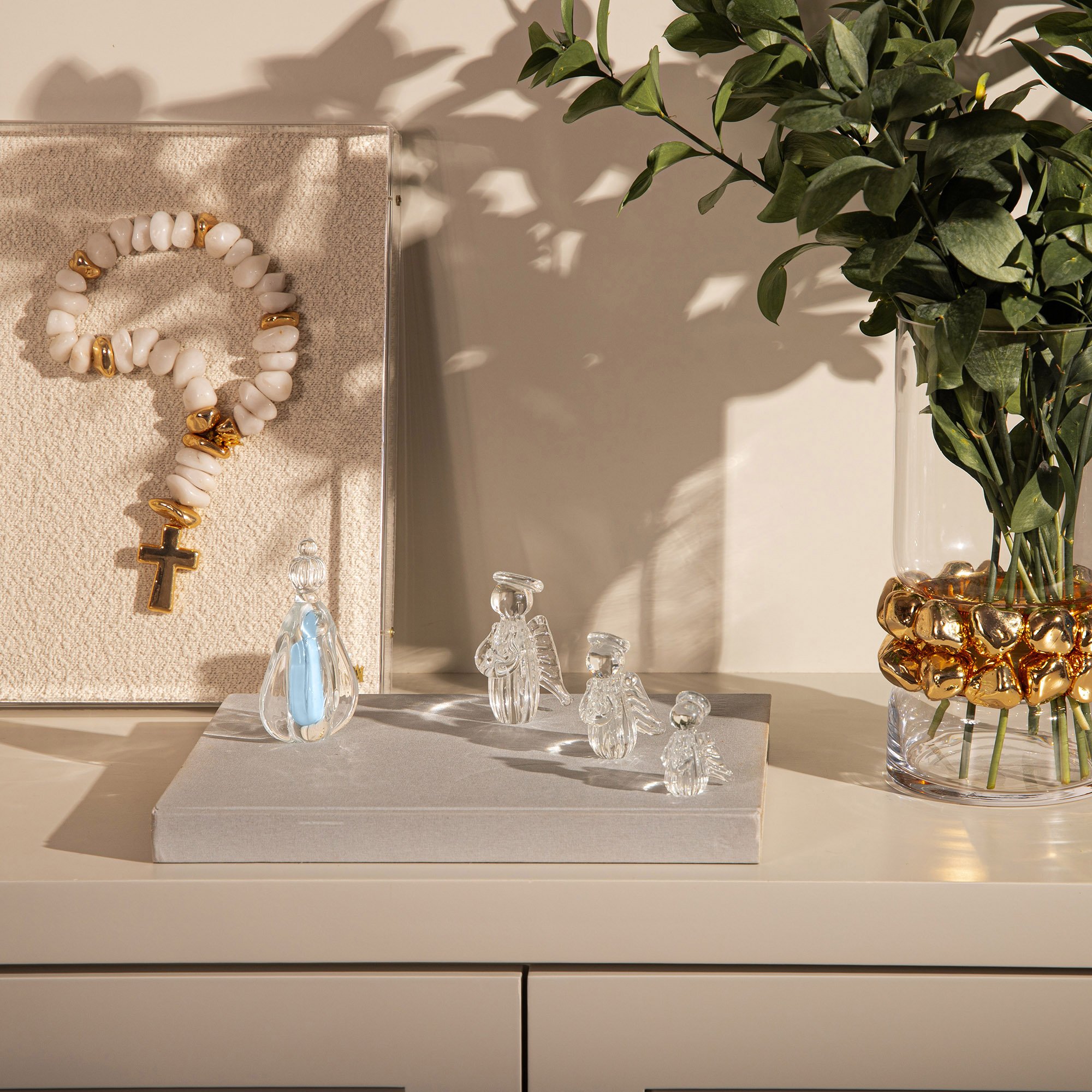 mini anjo uriel cristal murano azul sottile casa amb