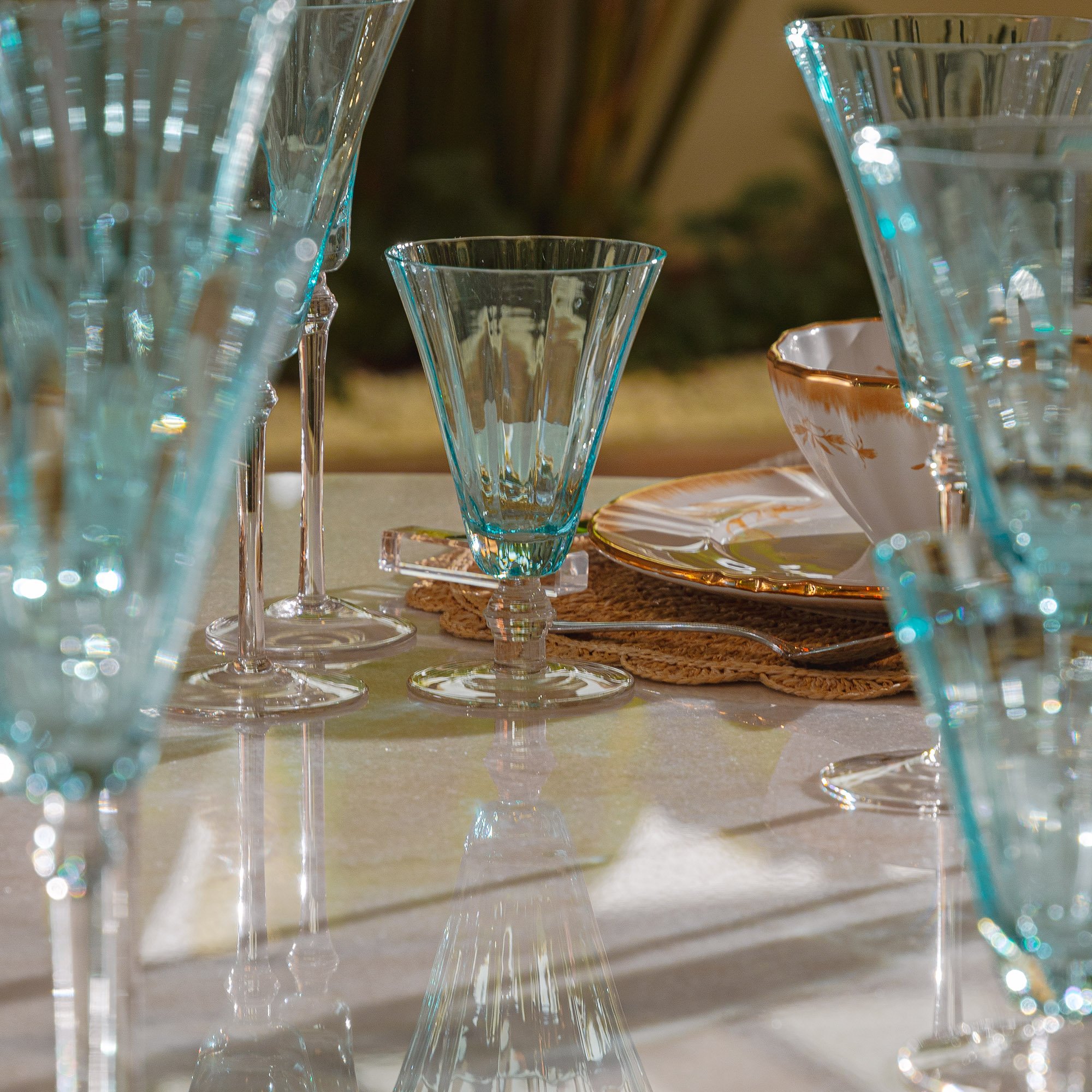 jogo seis tacas vinho tinto turquesa cielo agua