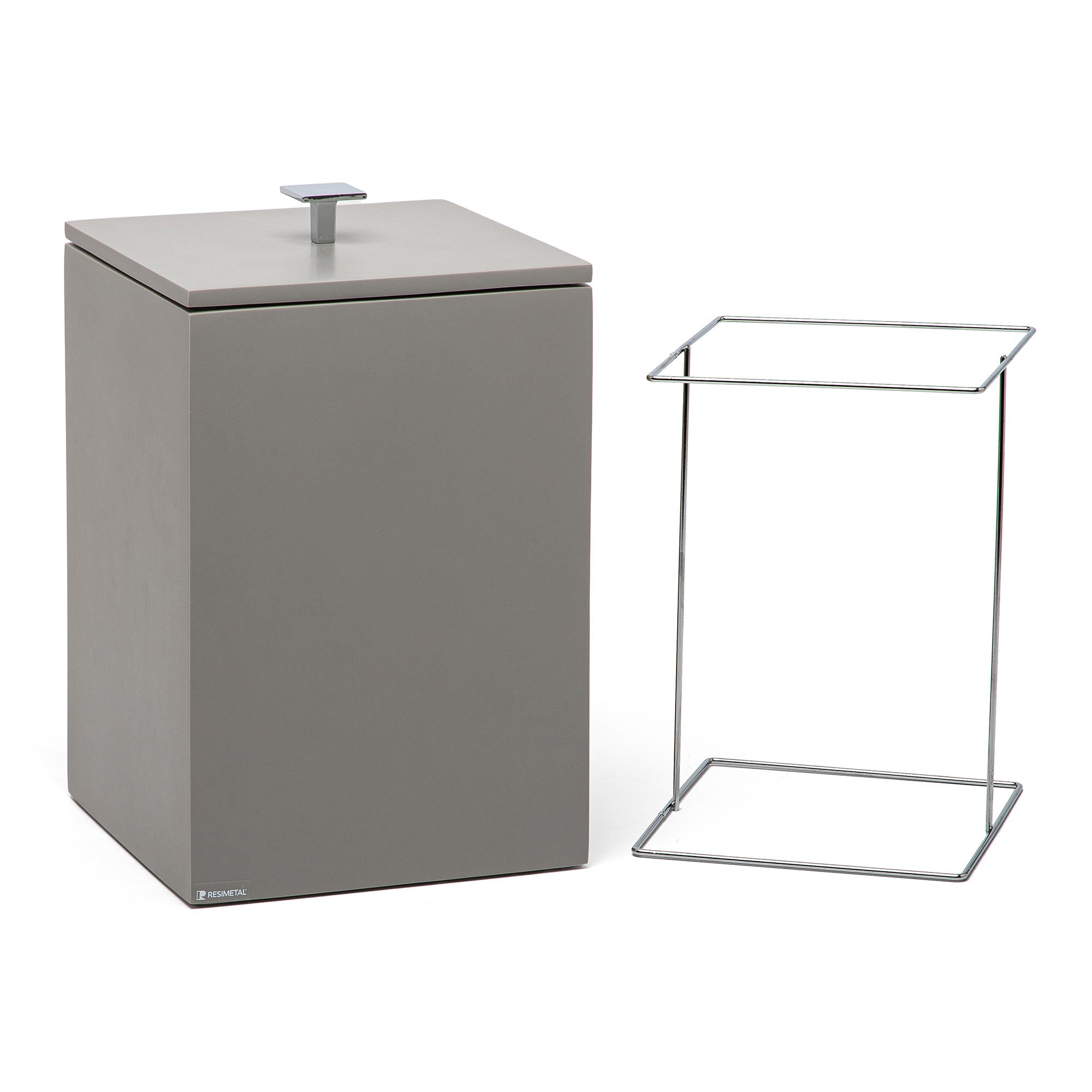 lixeira de piso cinca claro fosco cromado suporte