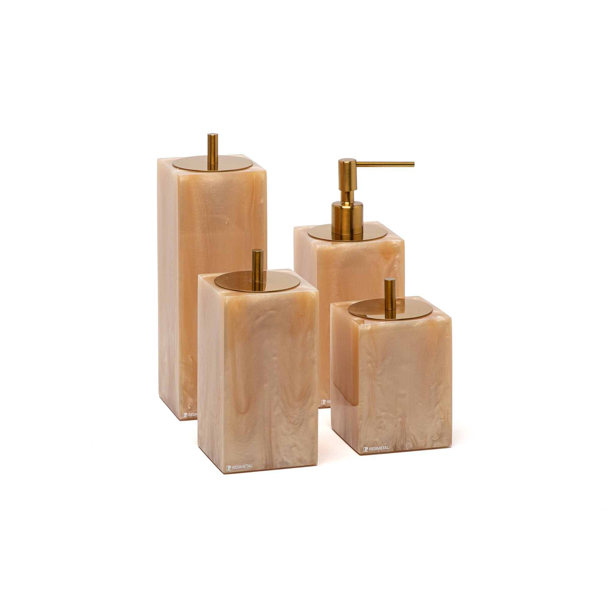 conjunto banheiro quatro pecas resina honey gold
