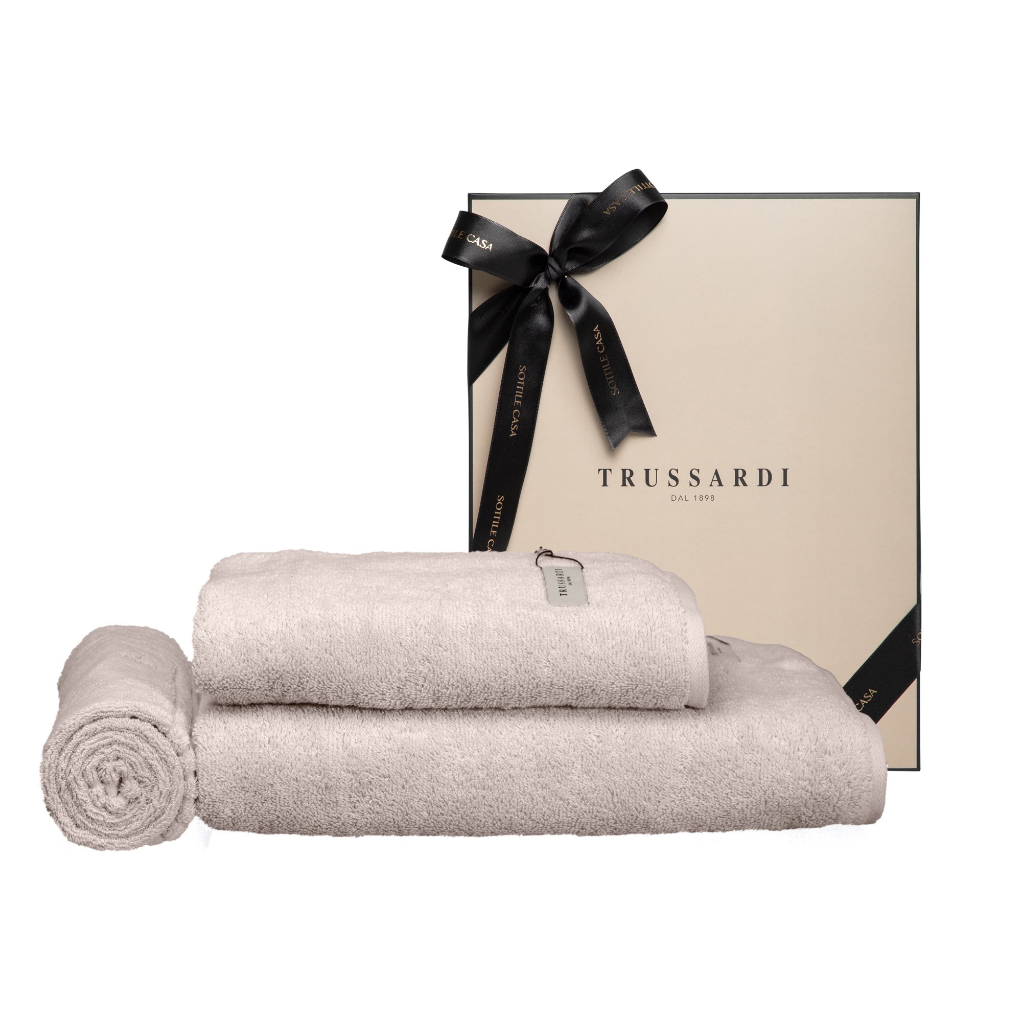 jogo banho 3 pecas trussardi 100 algodao fontani com caixa m presente gelo padrao sottile cxfon3 gl