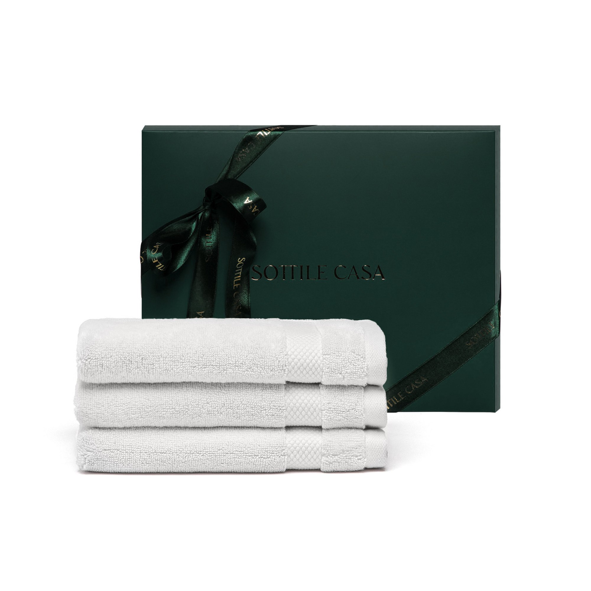 Jogo 3 Toalhas Lavabo Literie Allure branco com caixa presente Sottile Casa Natal1
