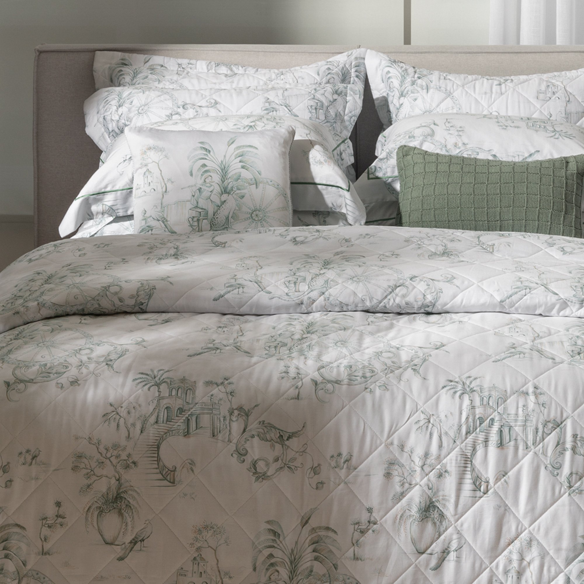 03 colcha c porta travesseiros trussardi cetim 200 fios ortigia