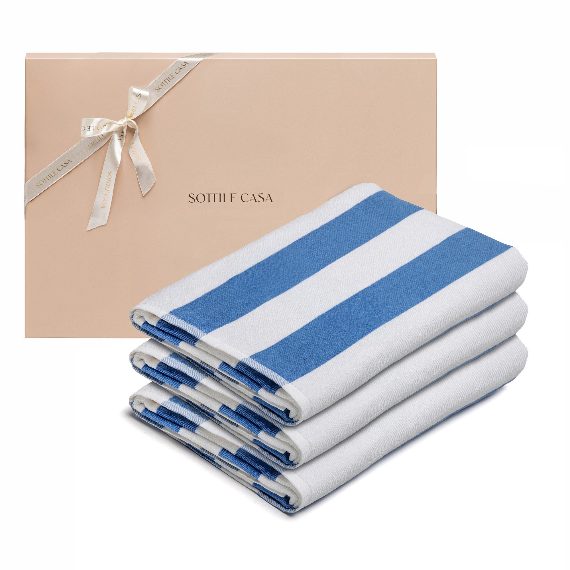 kit 3 toalha de praia sottile casa capri azul caixa