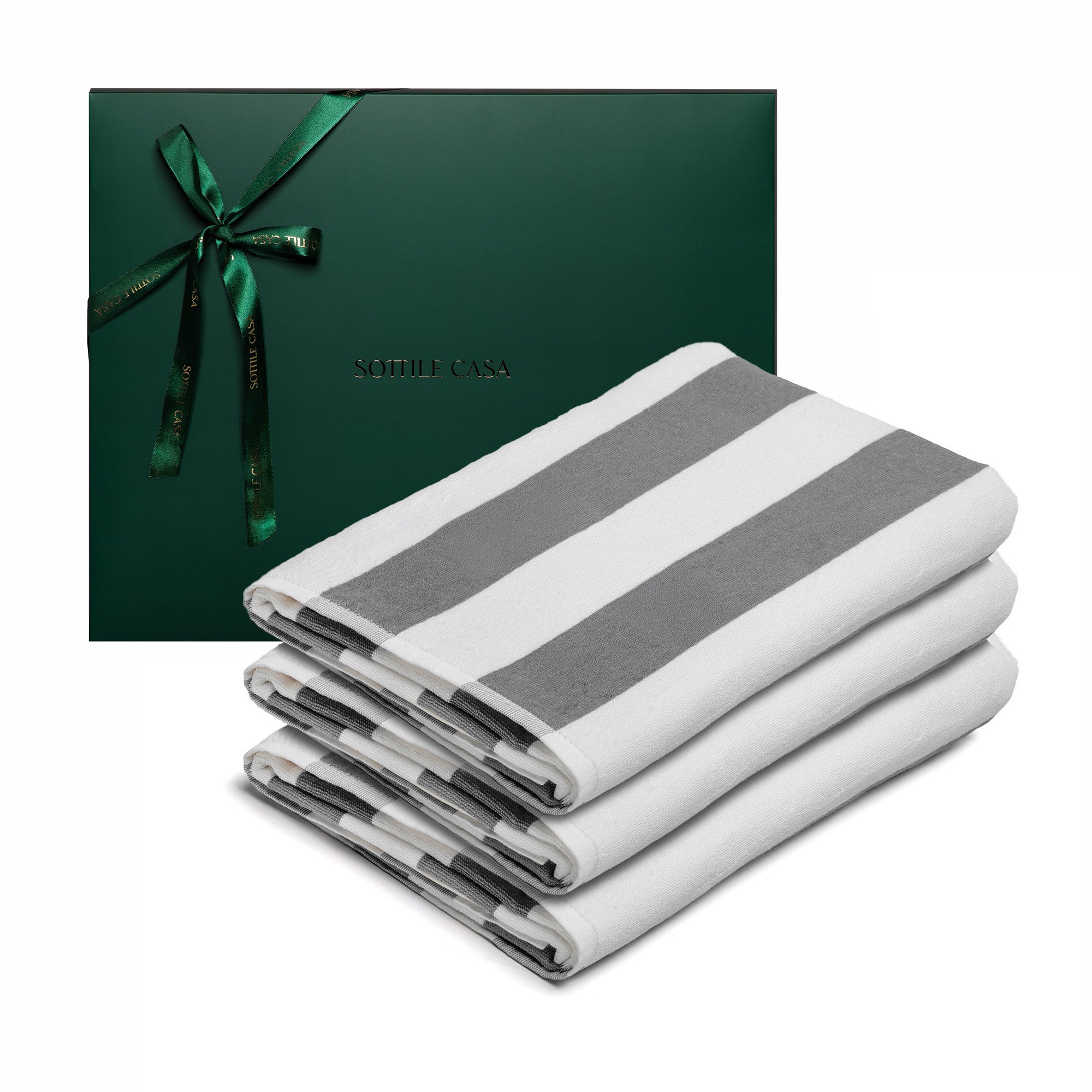kit 3 toalha de praia sottile casa capri cinza caixa natal