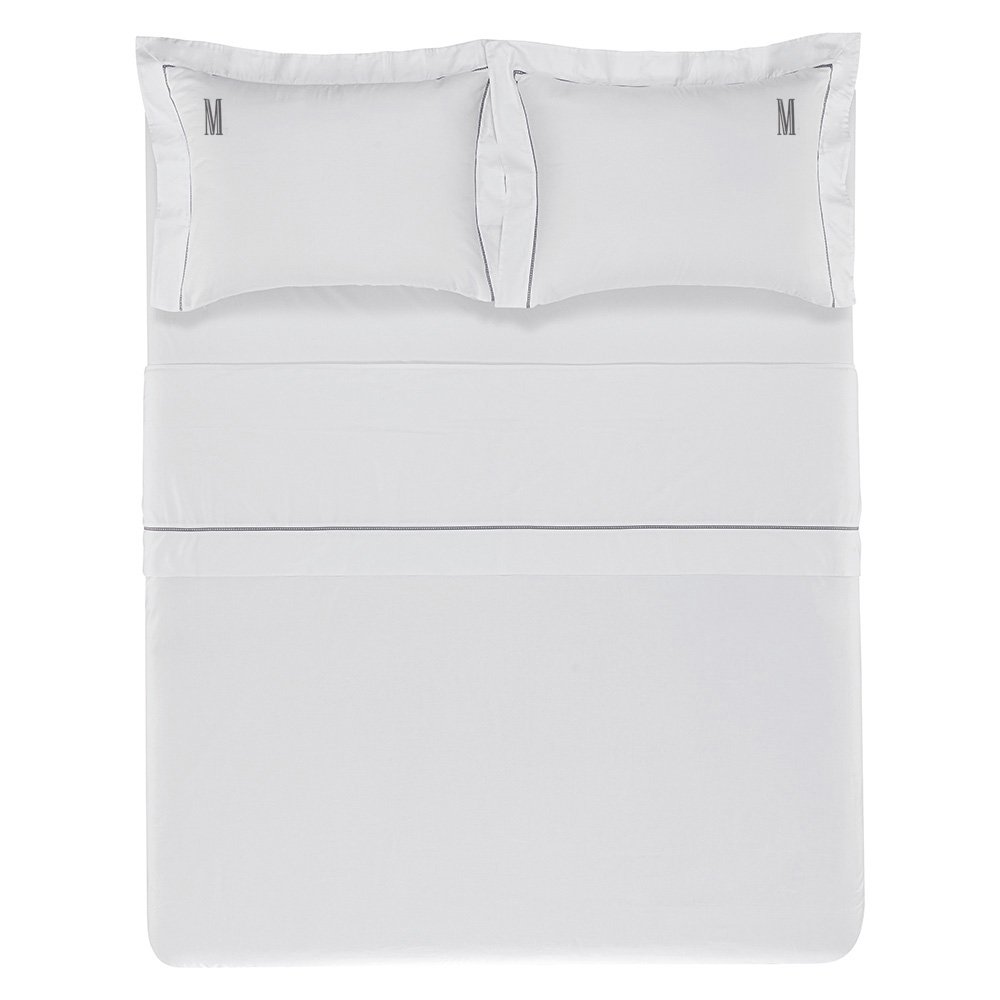 jogo de cama trussardi cetim 300 fios portello branco e ardosia cima