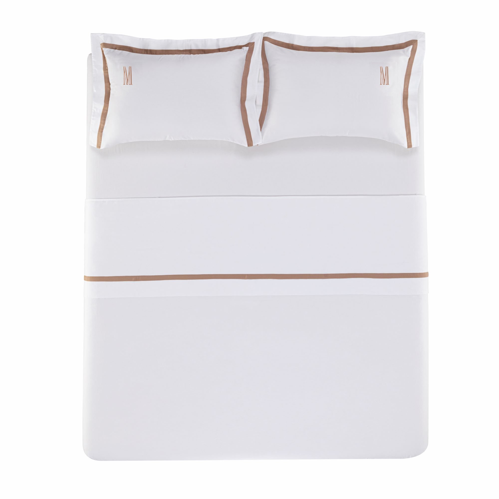 jogo de cama trussardi 300 fios cetim vercelli branco e vecchio still cima