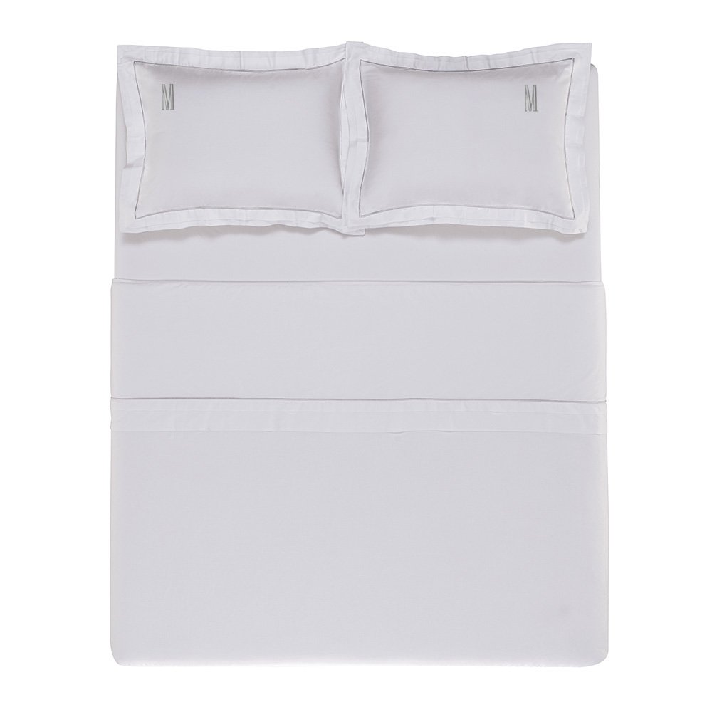 jogo de cama trussardi cetim 300 fios doppio branco cima