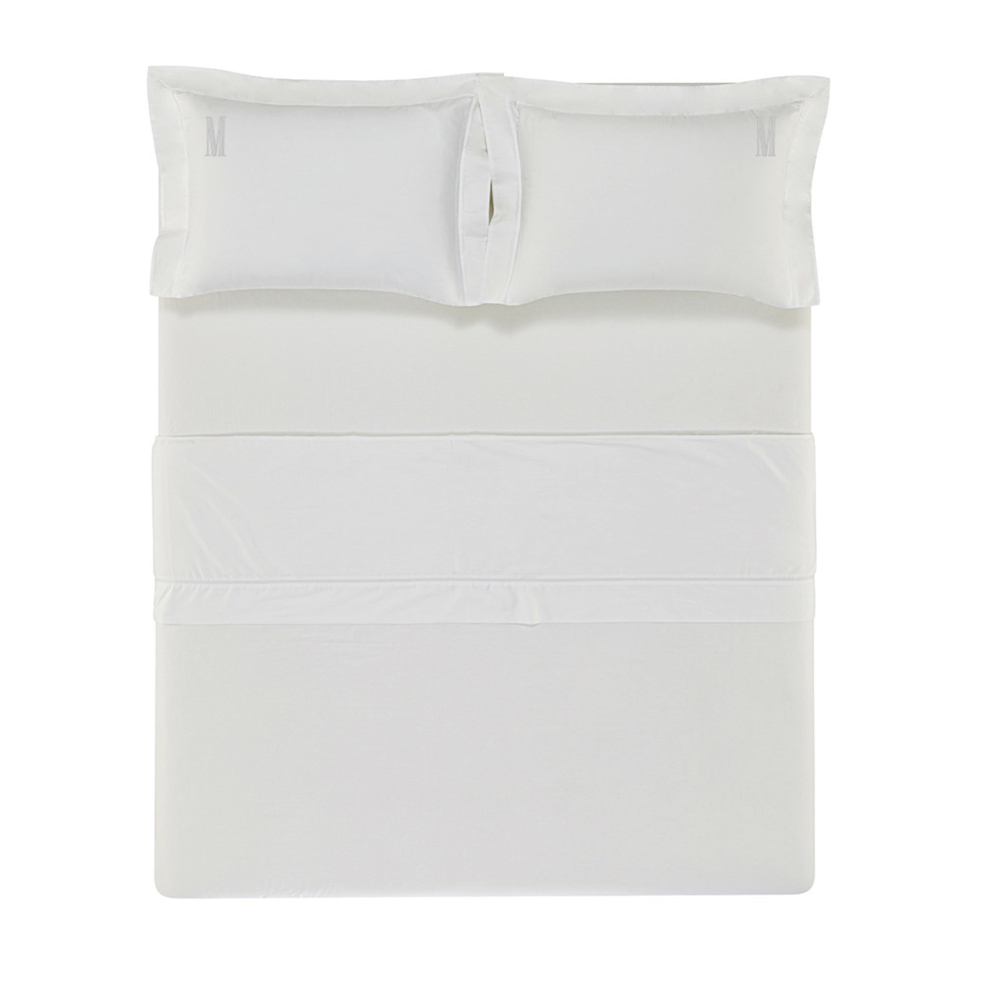 jogo de cama trussardi portello cetim 300 fios branco sottile casa still visao superior1 padrao sottile