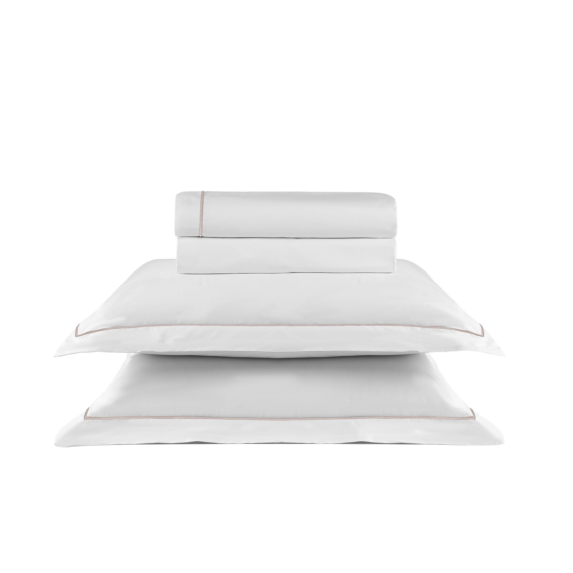 jogo de cama festone classico 200 fios branco e fendi