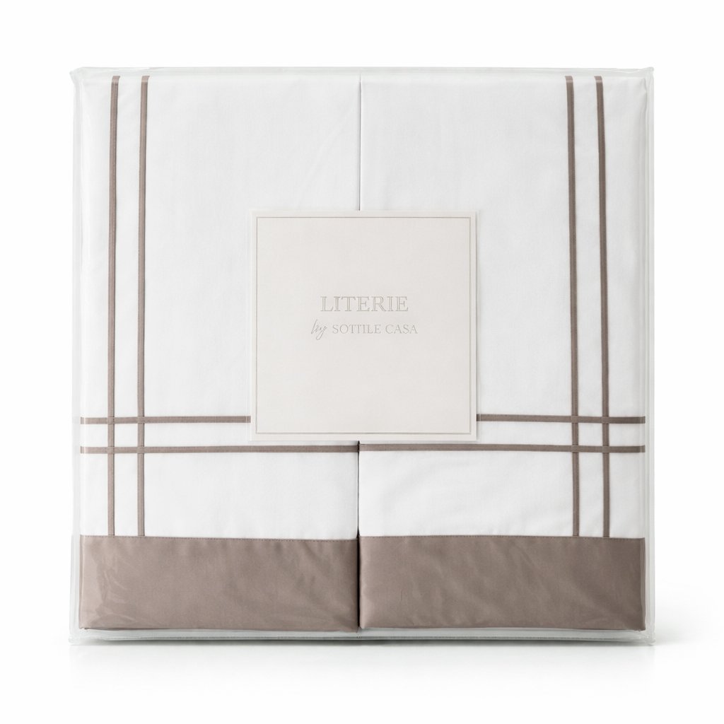 04 jogo de cama literie cetim 300 fios savoye branco e fendi